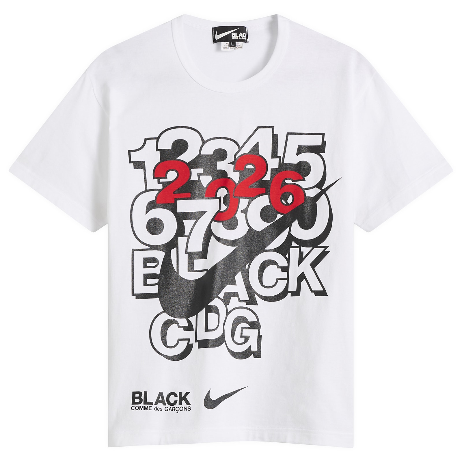 Comme des Garçons Black — Comme des Garçons Black Men's x Nike T-Shirt in White/Black, Size Medium