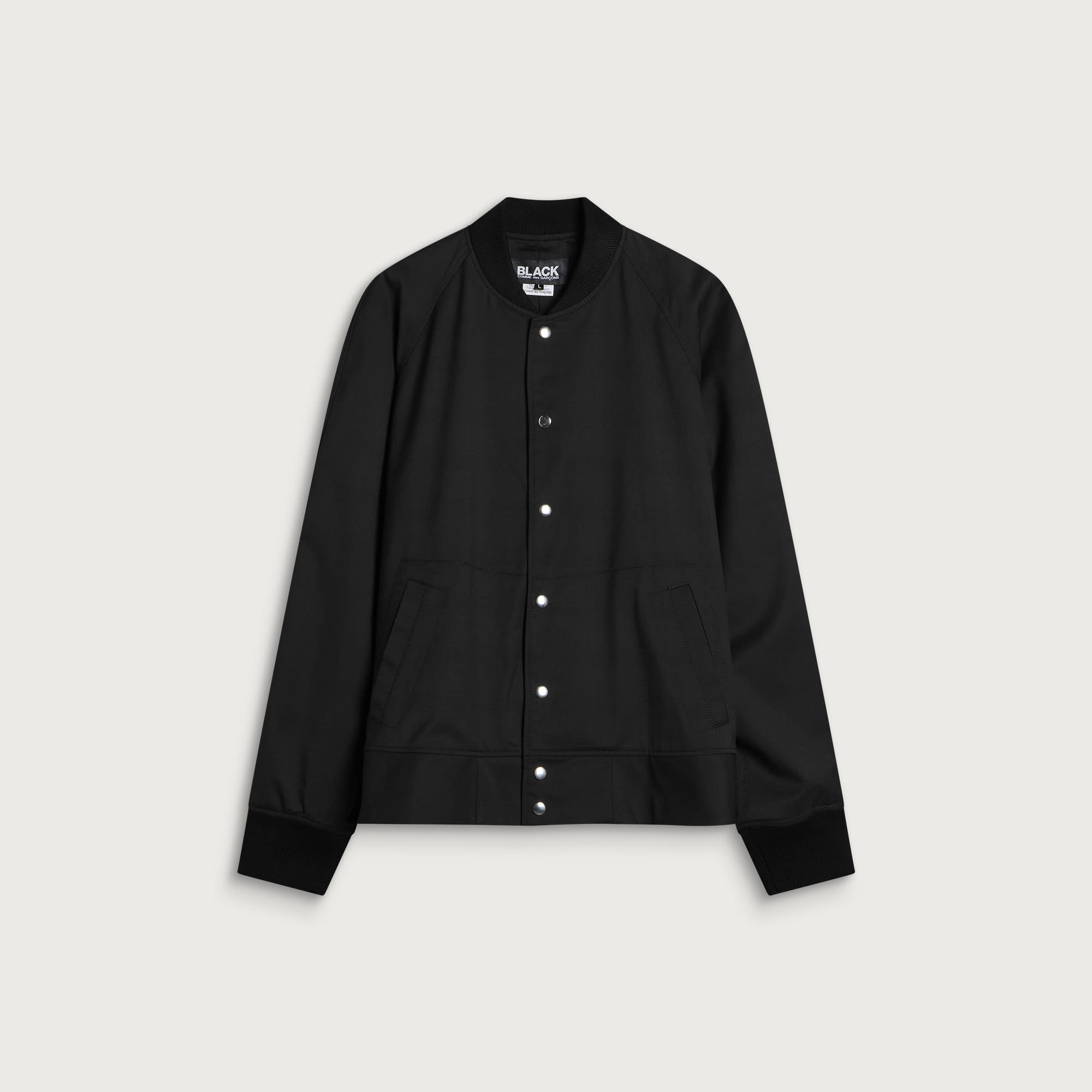 Comme des Garçons Men's Wool Glen Check Bomber Jacket in Black, Size X-Large
