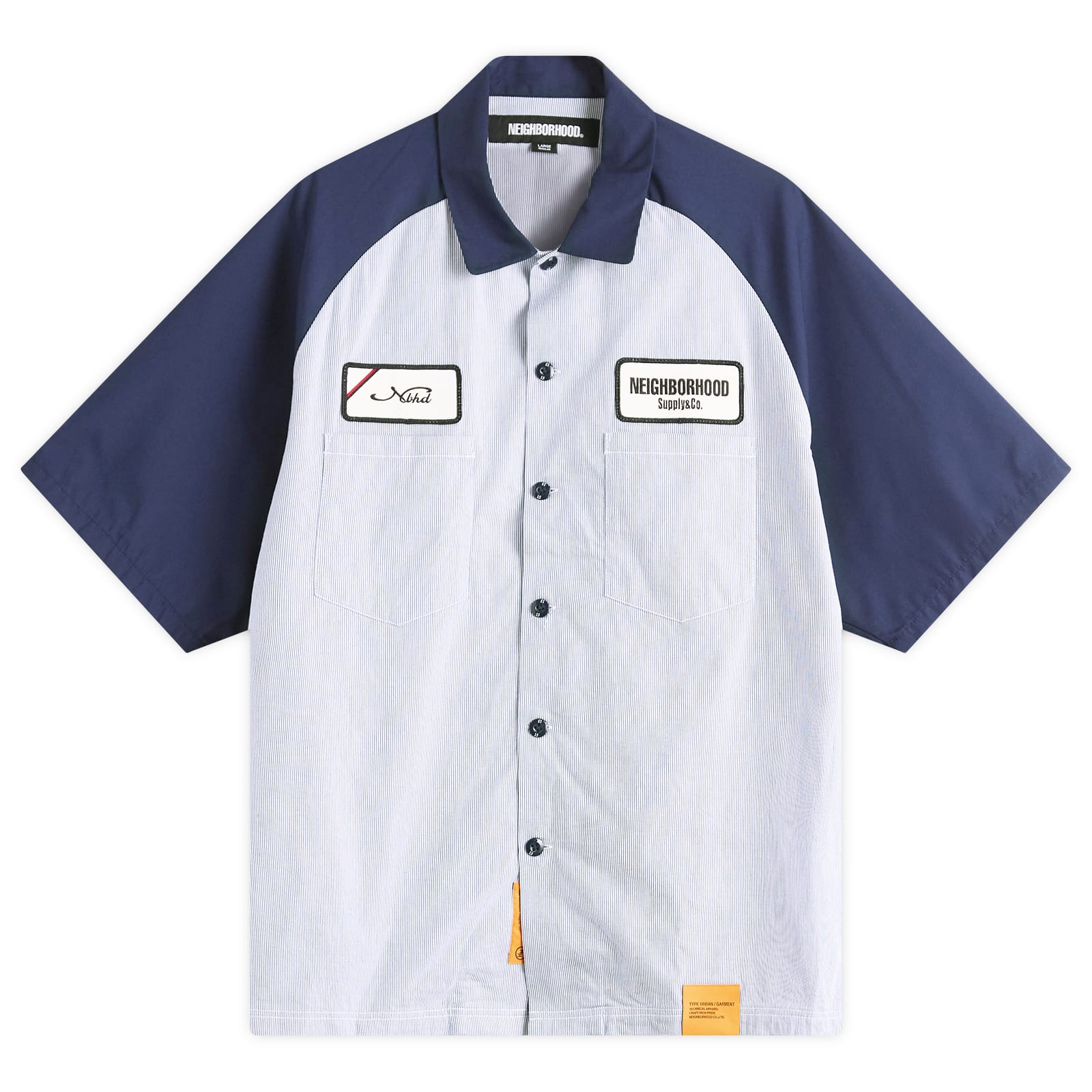 Neighborhood Classic Stripe Short Sleeve Work Shirt Navy
