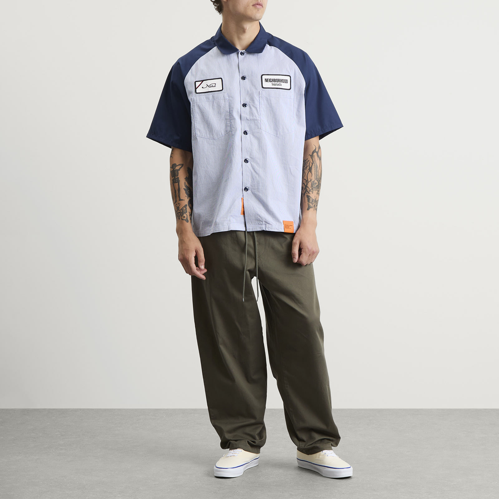 Neighborhood Men's Classic Stripe Short Sleeve Work Shirt