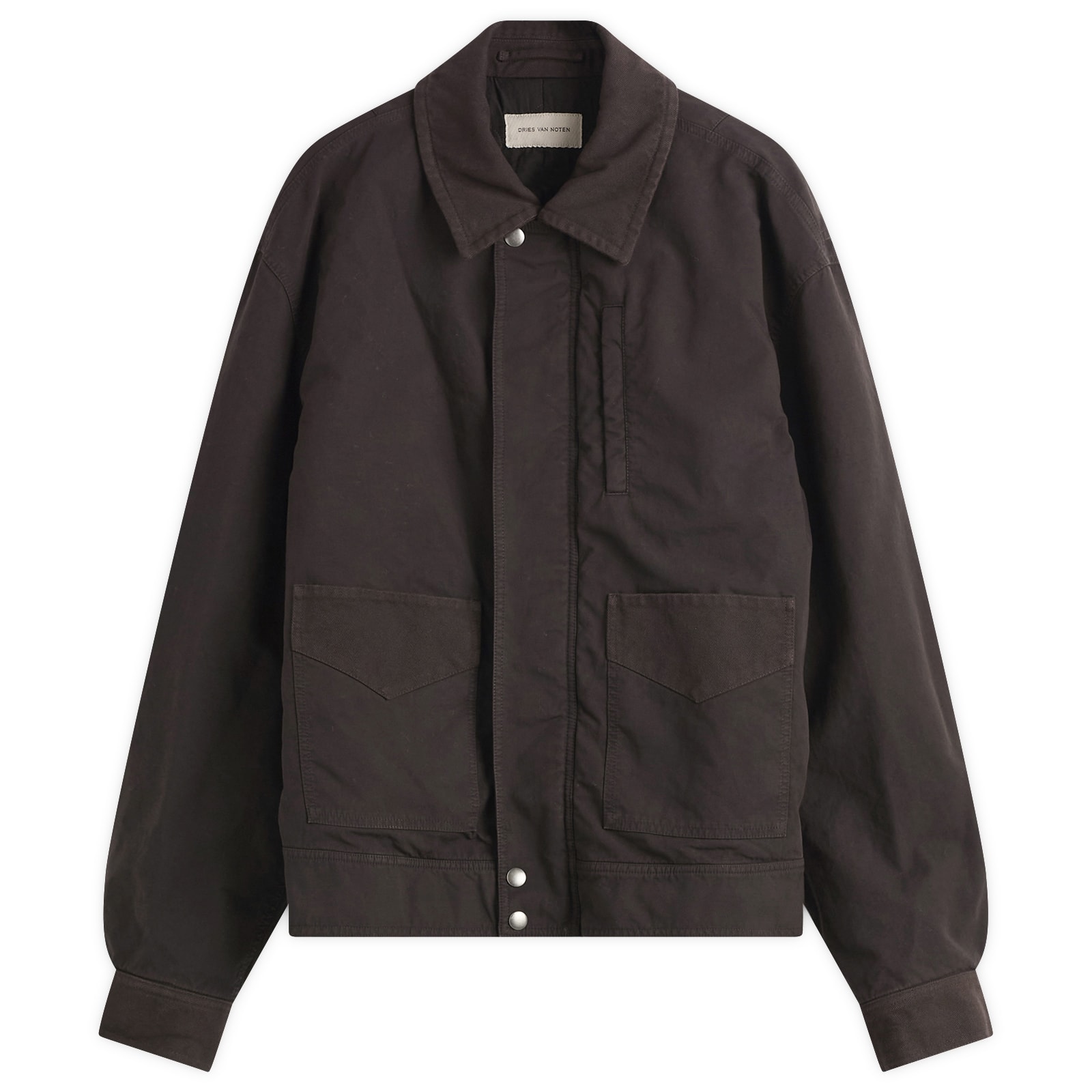 Dries Van Noten Overdyed Double Weave Cotton Jacket Brown