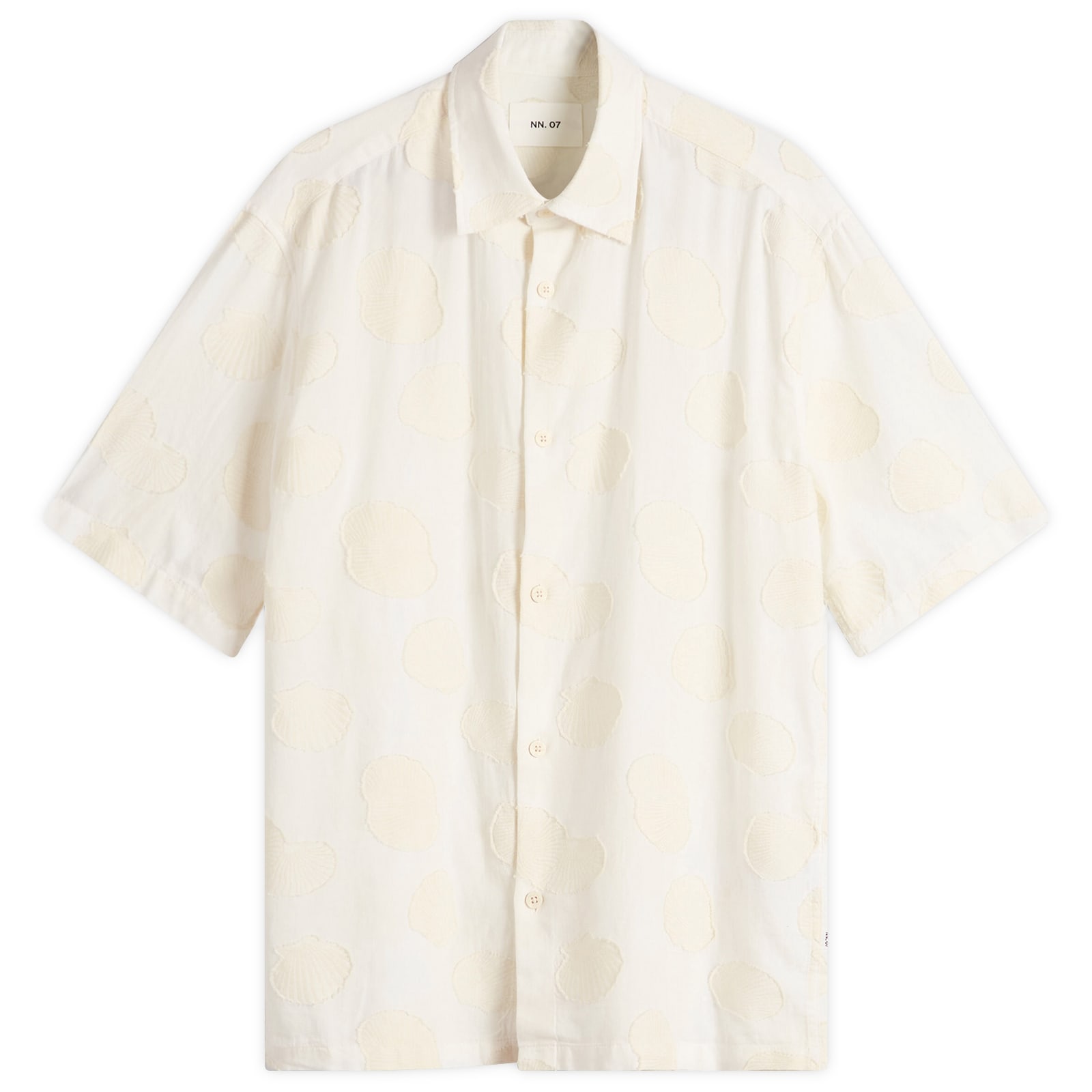 NN07 — NN07 Men's Freddy Jacquard Shell Short Sleeve Shirt in Ivory, Size Large