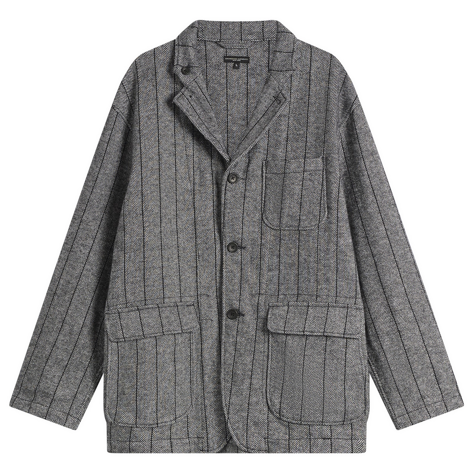 Engineered Garments Men’s Herringbone Wool Loiter Jacket Dark Grey