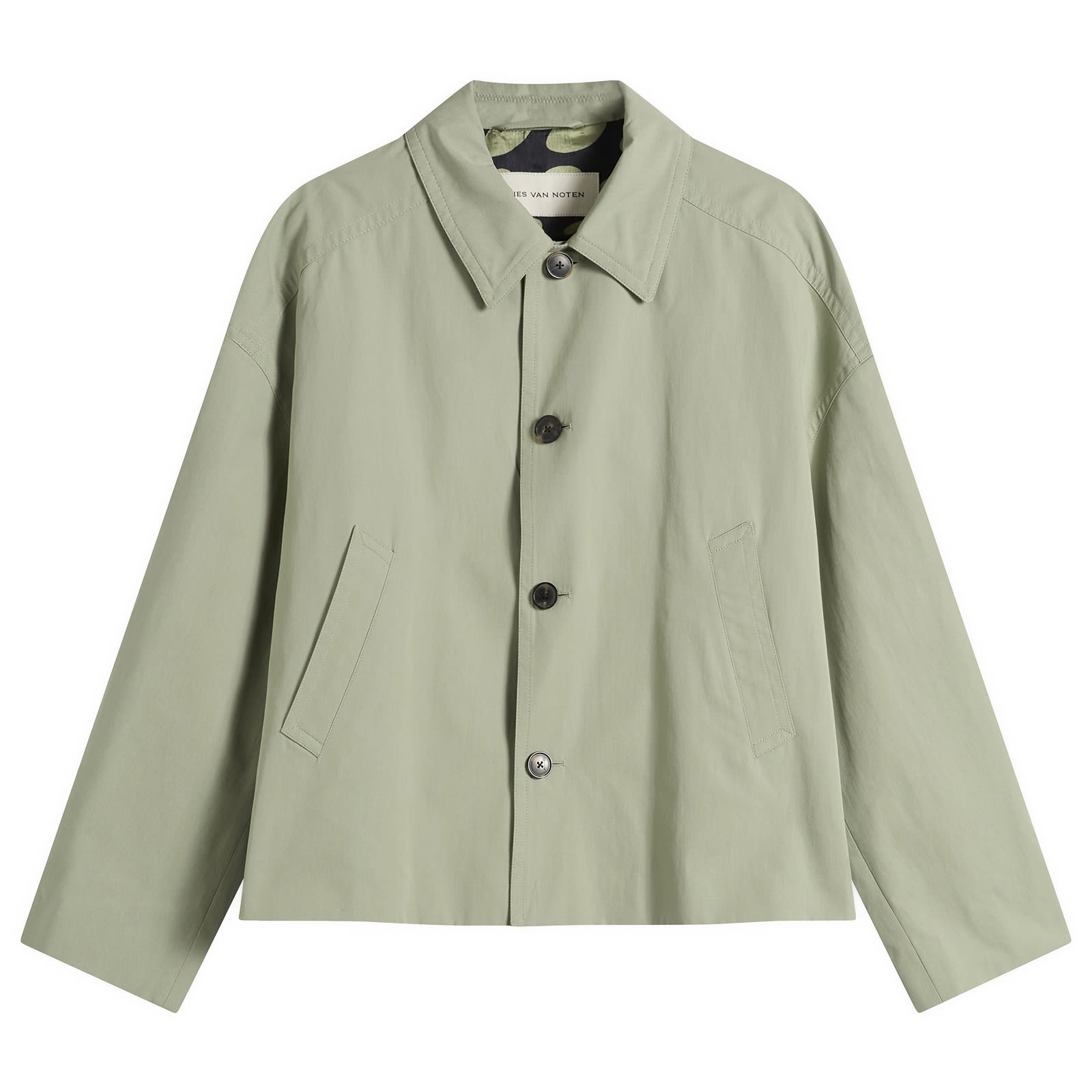 Dries Van Noten Men's Washed Heavyweight Cotton Jacket Pistache