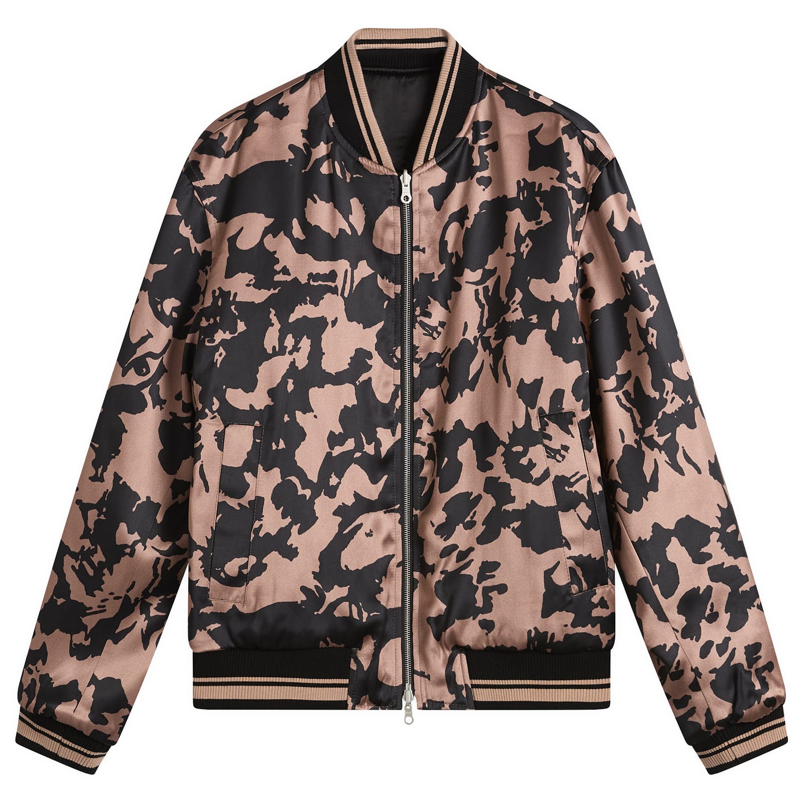 Dries Van Noten Men’s Abstract Floral Satin Reversible Bomber Old Rose