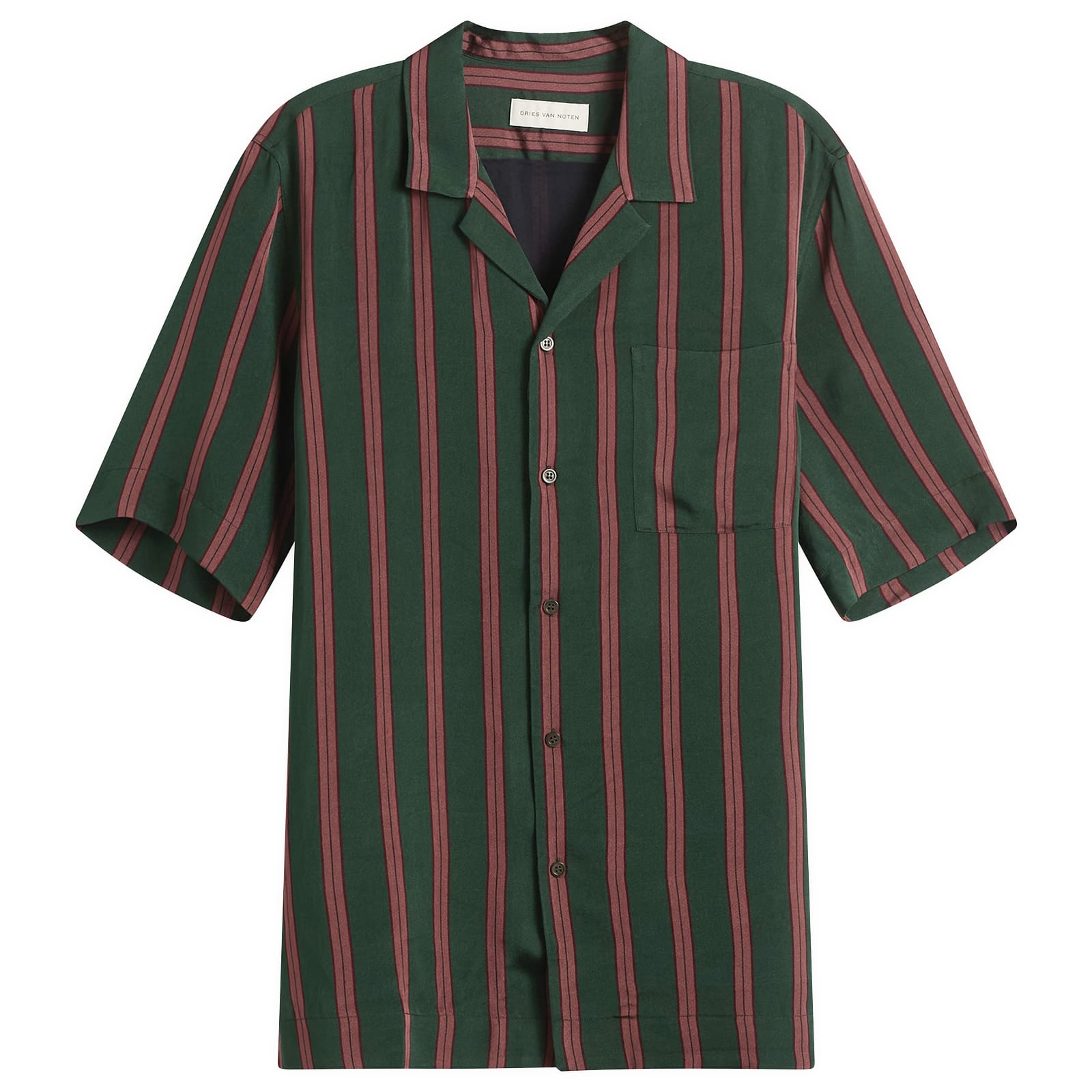 Dries Van Noten Men’s Fluid Striped Viscose Silk Shirt Blue