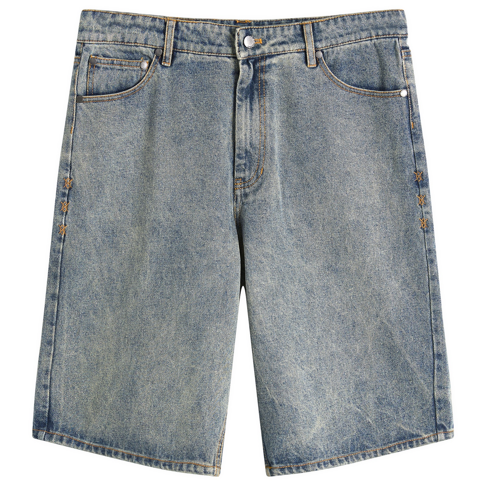 Daily Paper Men’s Compact Shield Embroidery Denim Shorts