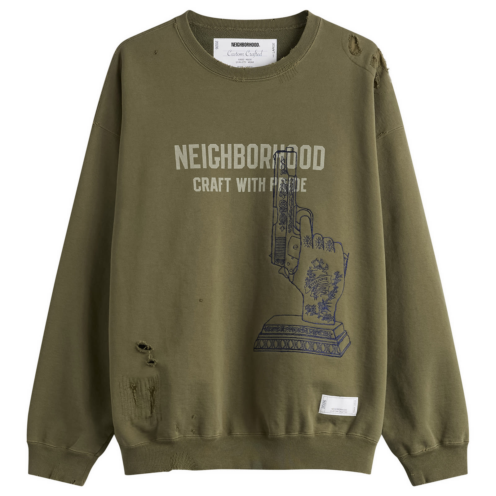Neighborhood - Savage Logo-Appliquéd Distressed Knitted Sweater