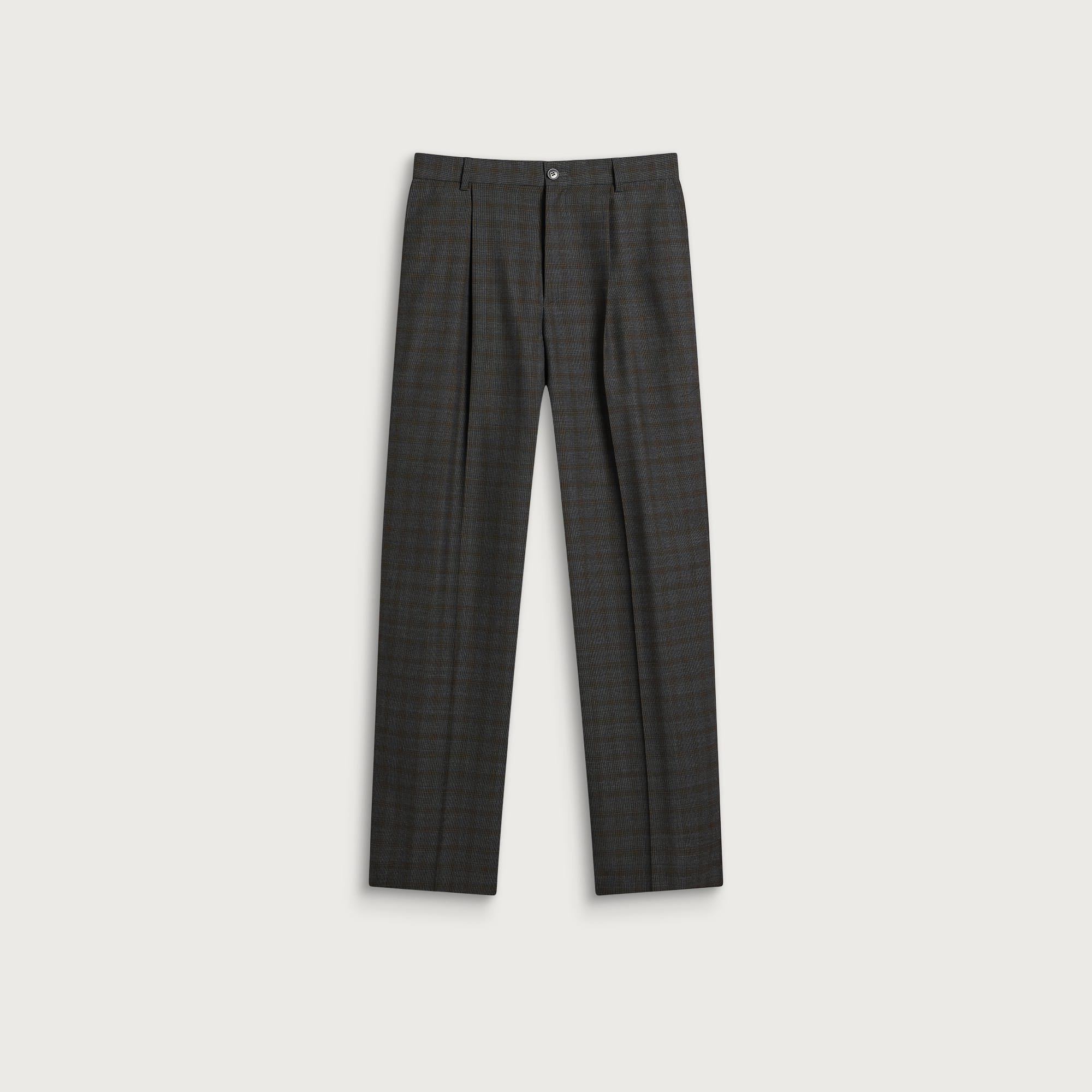 Dries Van Noten Men's Penrud Abstract Check Wool Trousers Brown