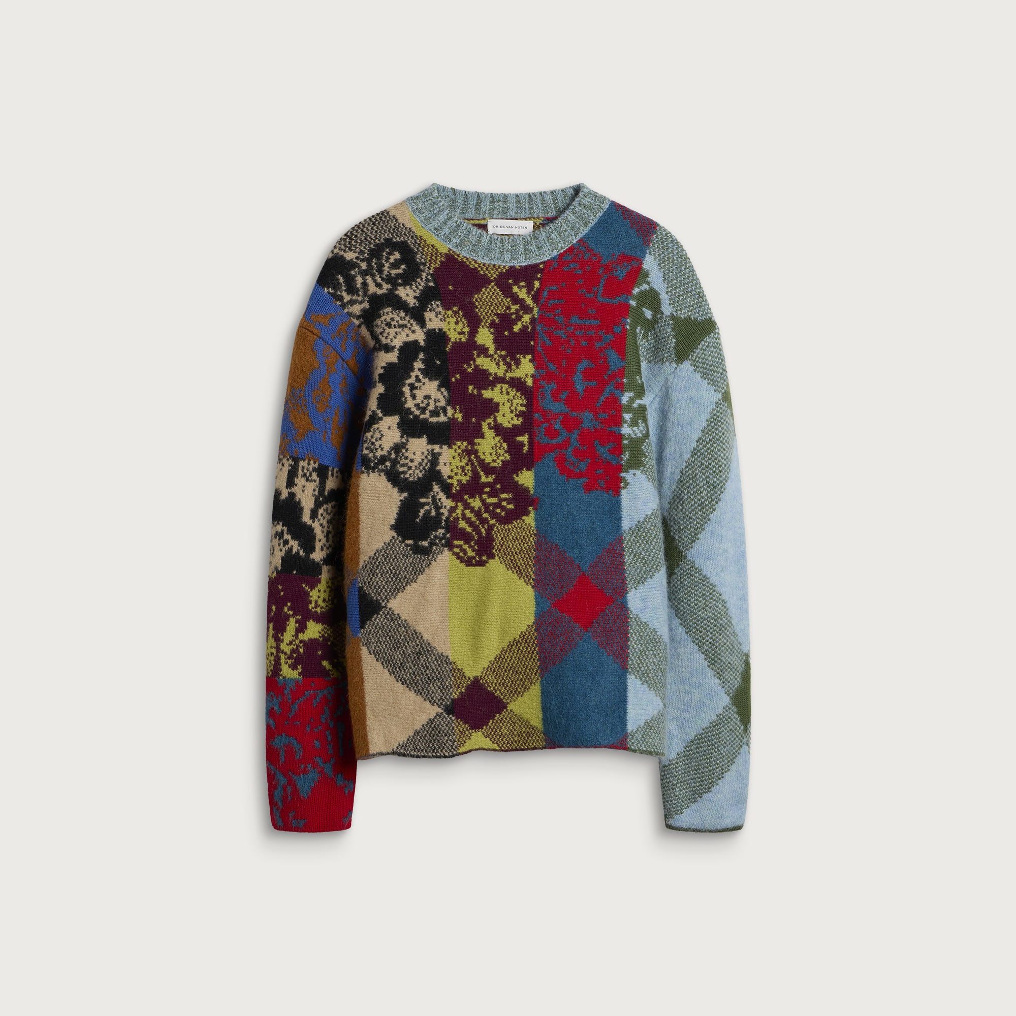 Dries Van Noten Men's Matadi Patchwork Jumper Light Blue