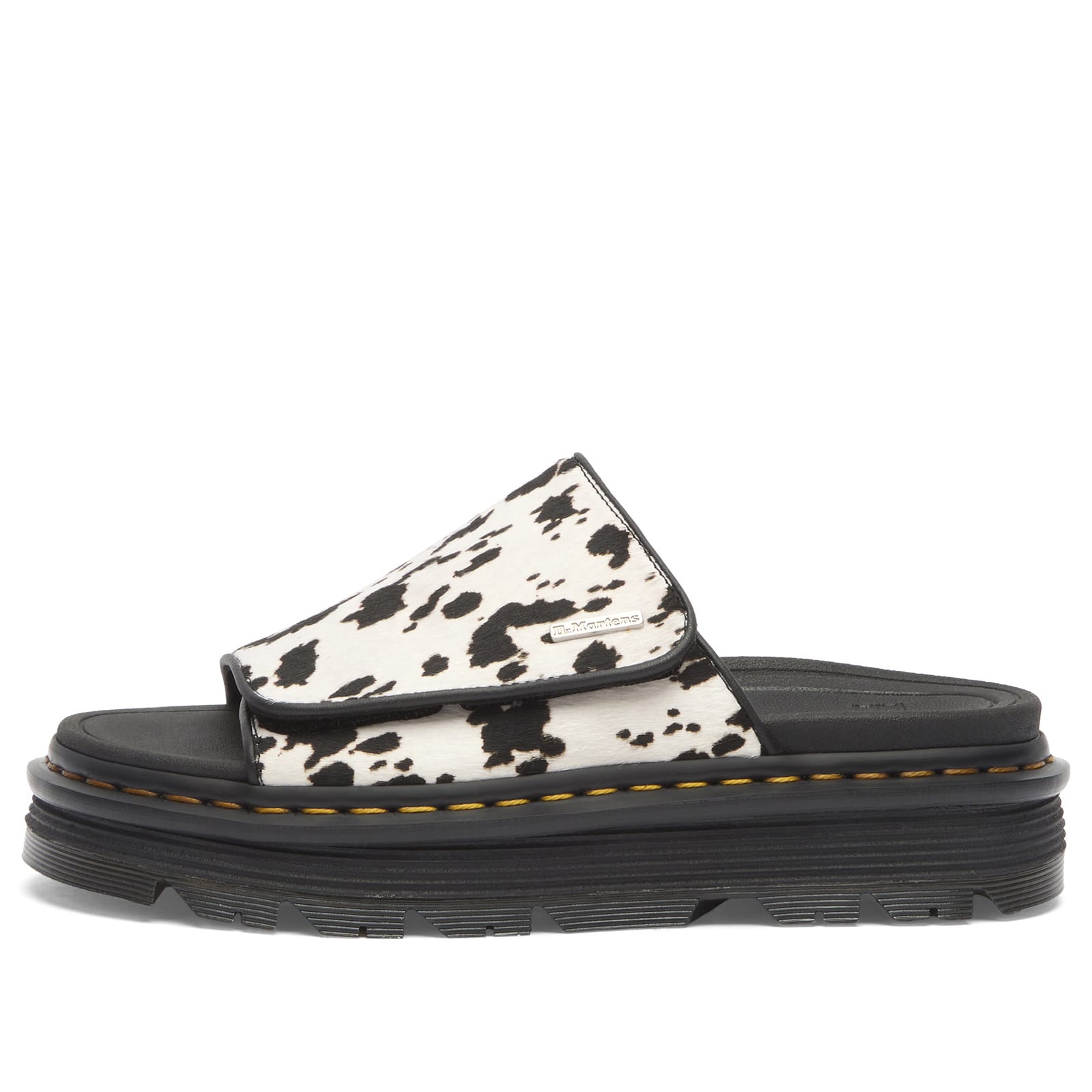 Dr. Martens Women's ZebZag Slide Cream/Black Dalmatian Print Hair On