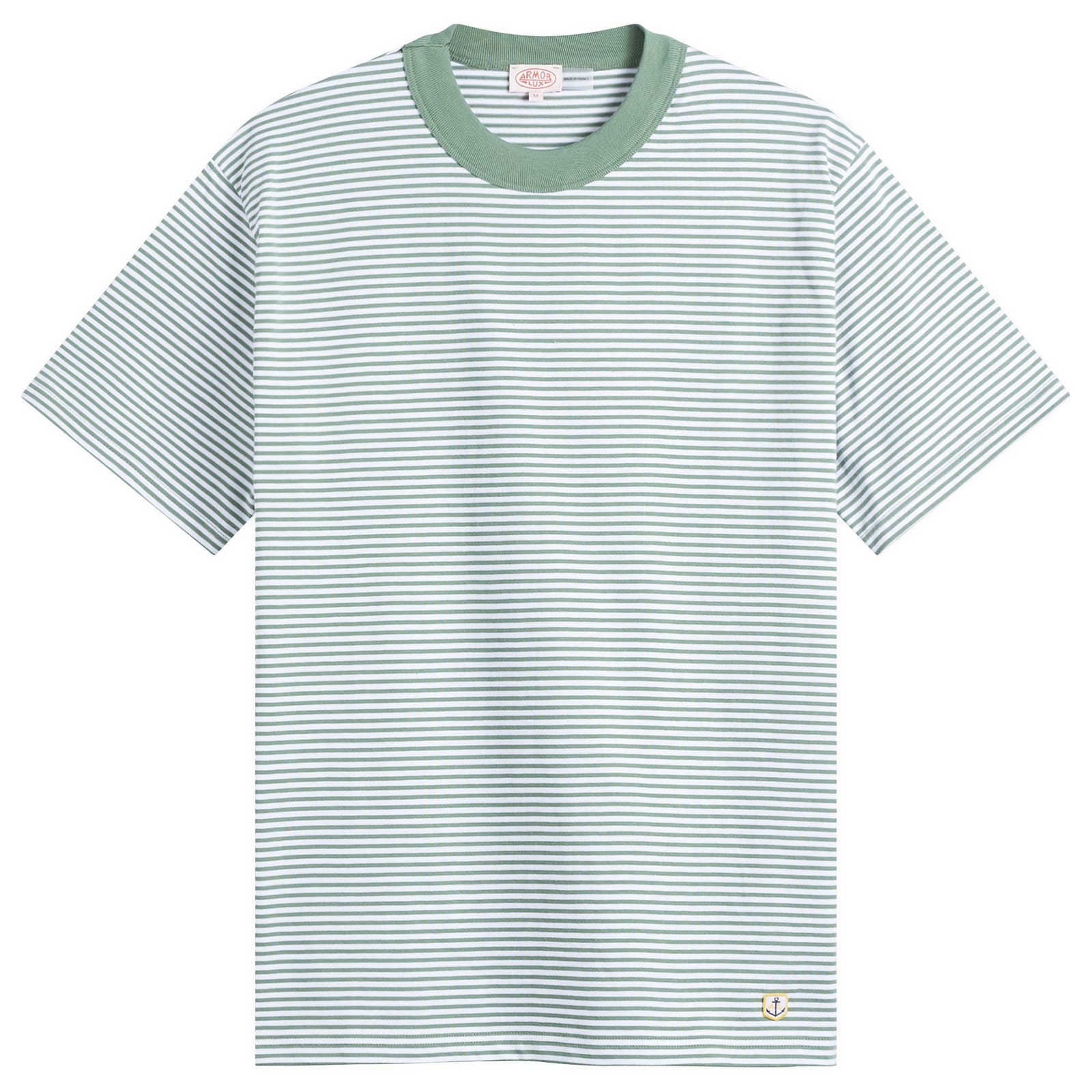 Armor-Lux Men’s Fine Stripe T-Shirt Ivy/Blanc