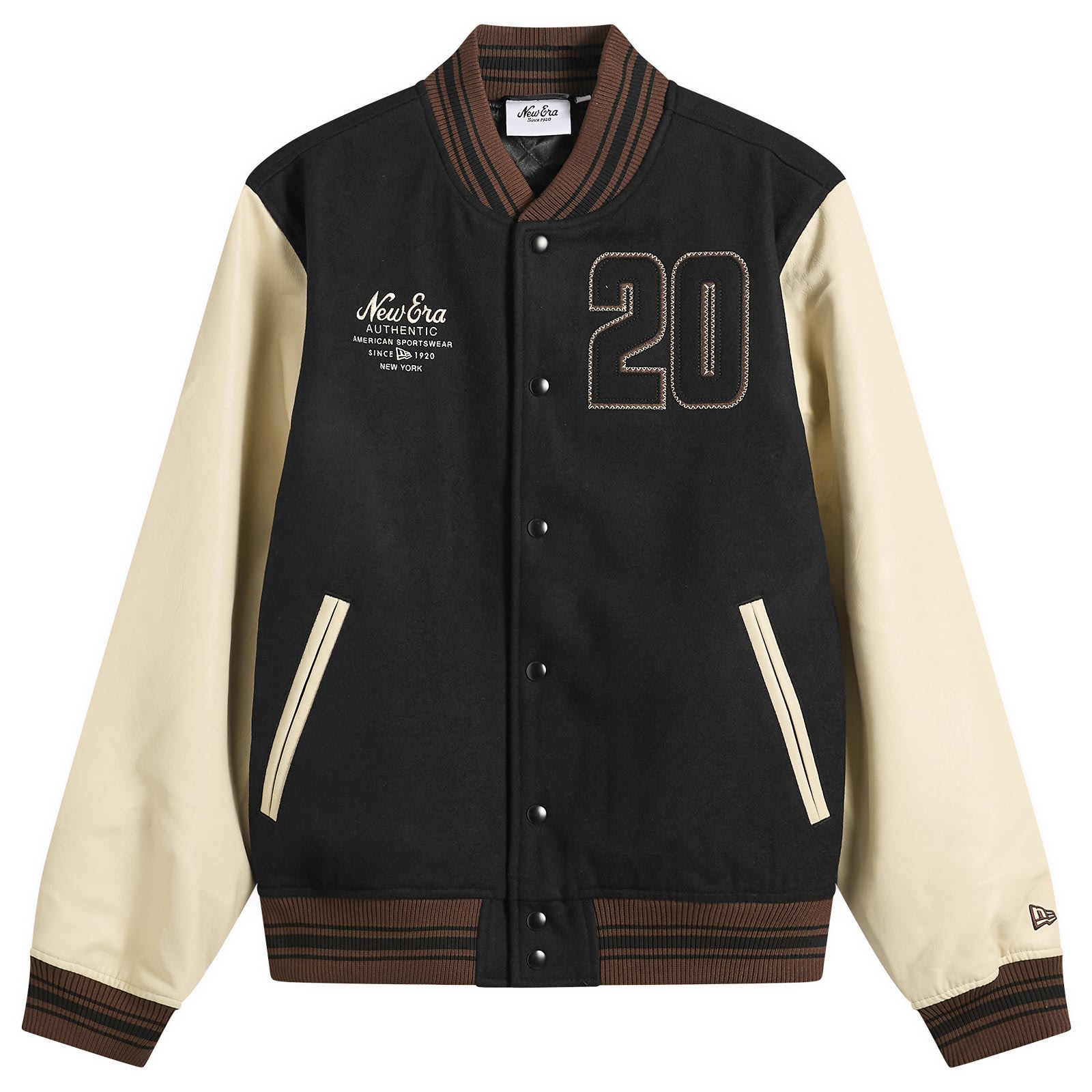 New Era — Men's Varsity Jacket in Black, Size Small