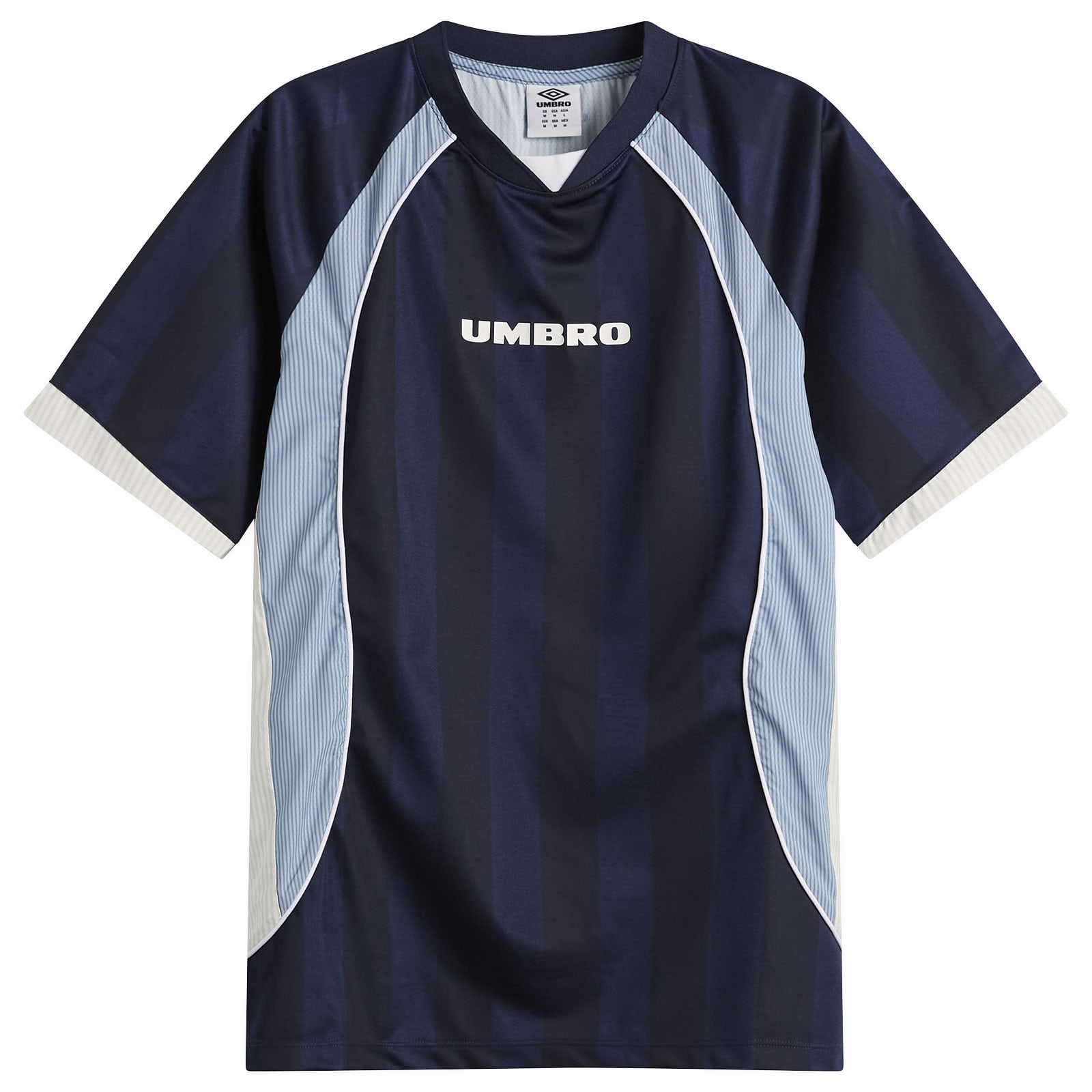 Umbro — Men's Panelled Raglan Shirt in Baritone Blue/Brilliant White/Blue Fog, Size XX-Large