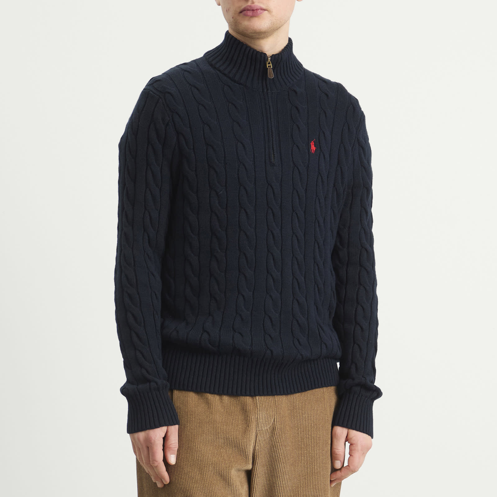 Polo Ralph Lauren Men's Cable Knit Half Zip Jumper Hunter Navy