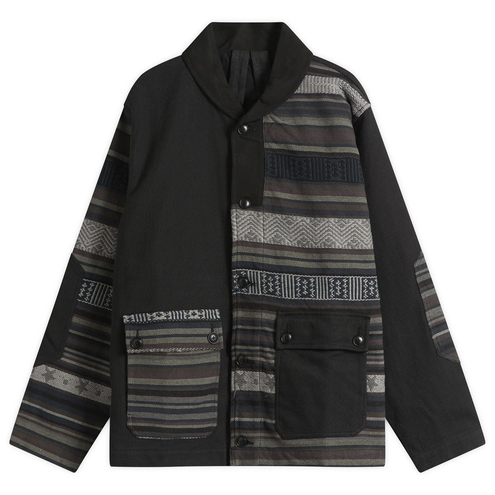 Maharishi — Maharishi Men's Upcycled Patchwork Chore Jacket in Black, Size Large