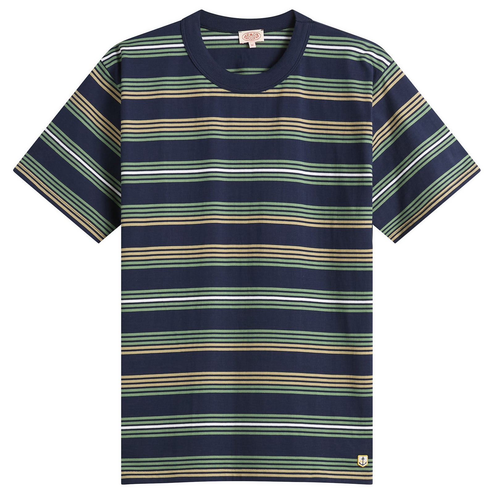 Armor-Lux Men's Multi Stripe T-Shirt Marine Deep/Ivy/Treehouse