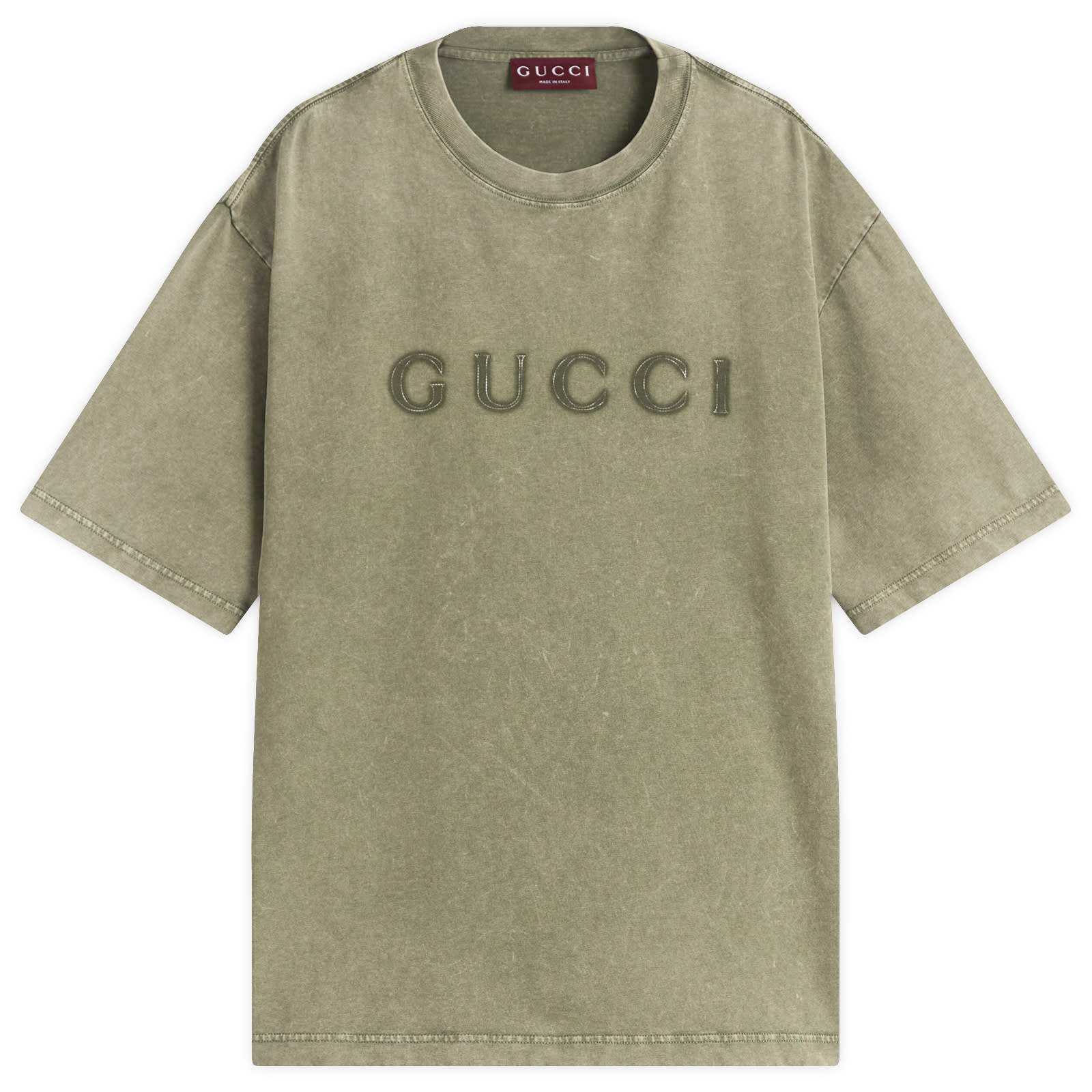 Tシャツ・カットソー GUCCI Men T Shirts 798115XJHDF 3266 GREEN Gucci Faded Logo T-Shirt Green | END. (US)
