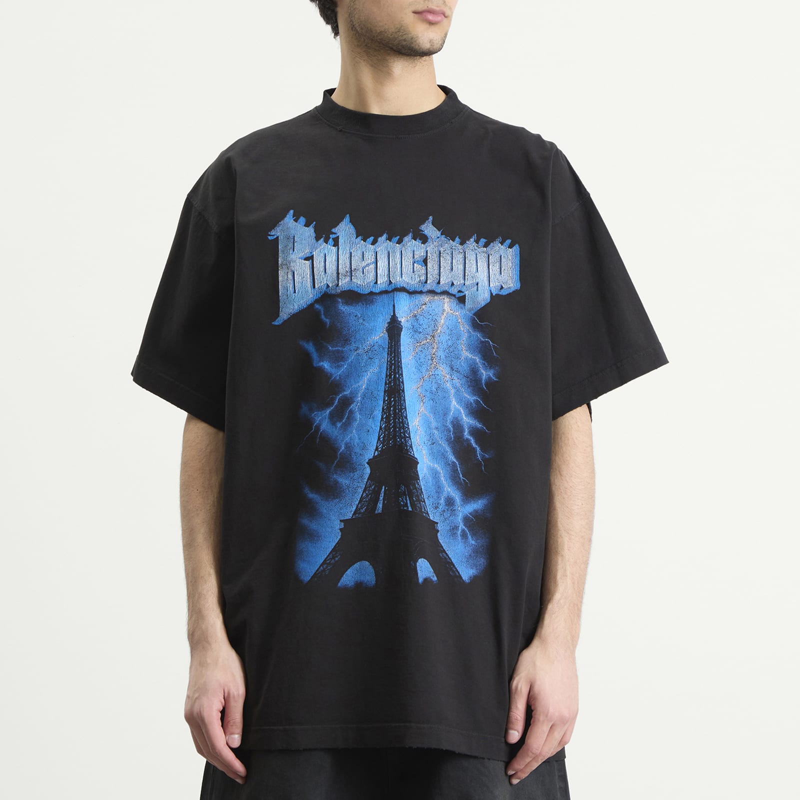 Balenciaga Men's Metal Merch Paris Oversized T-Shirt Black