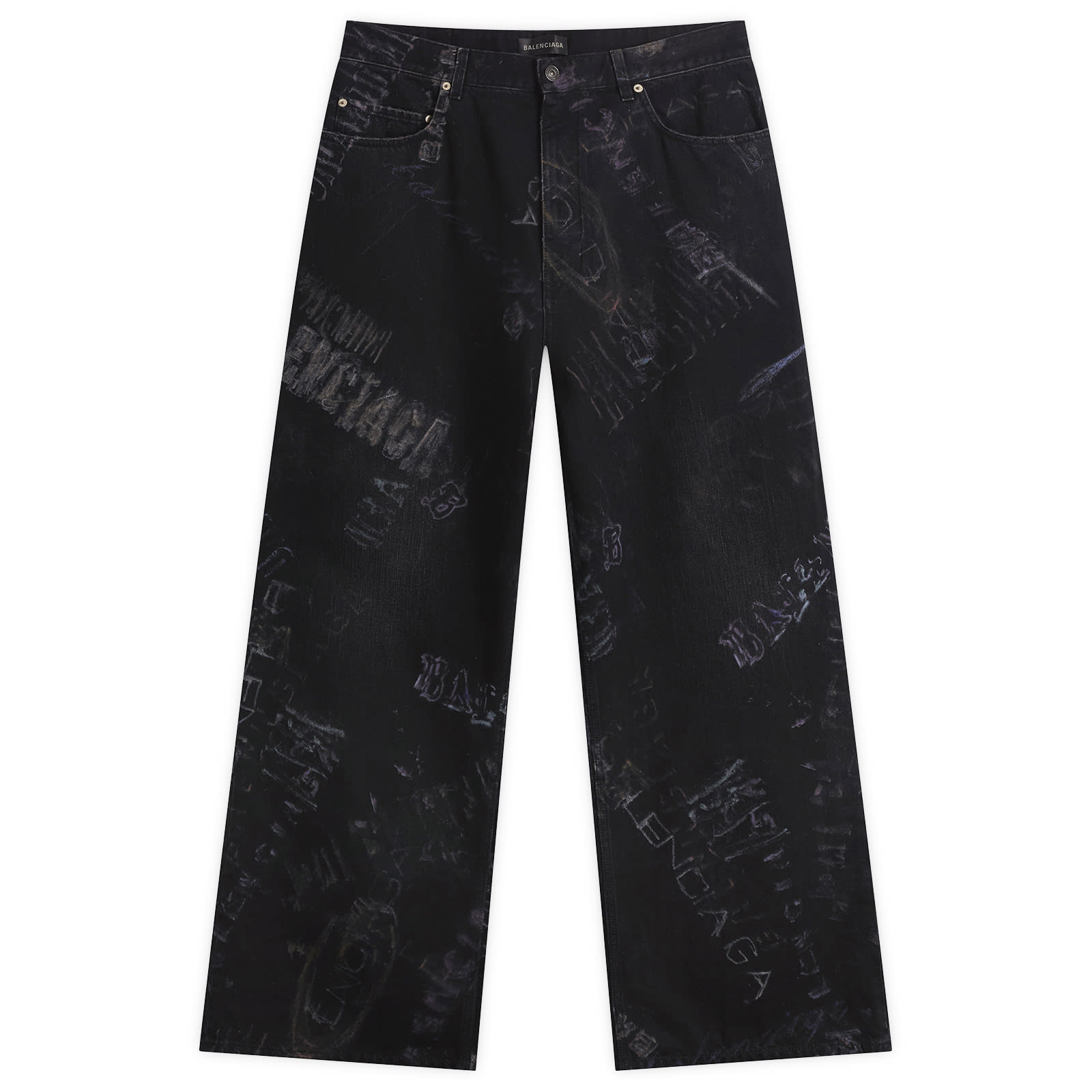 Balenciaga Men’s Washed Crayon Baggy Trousers Black Fade Out