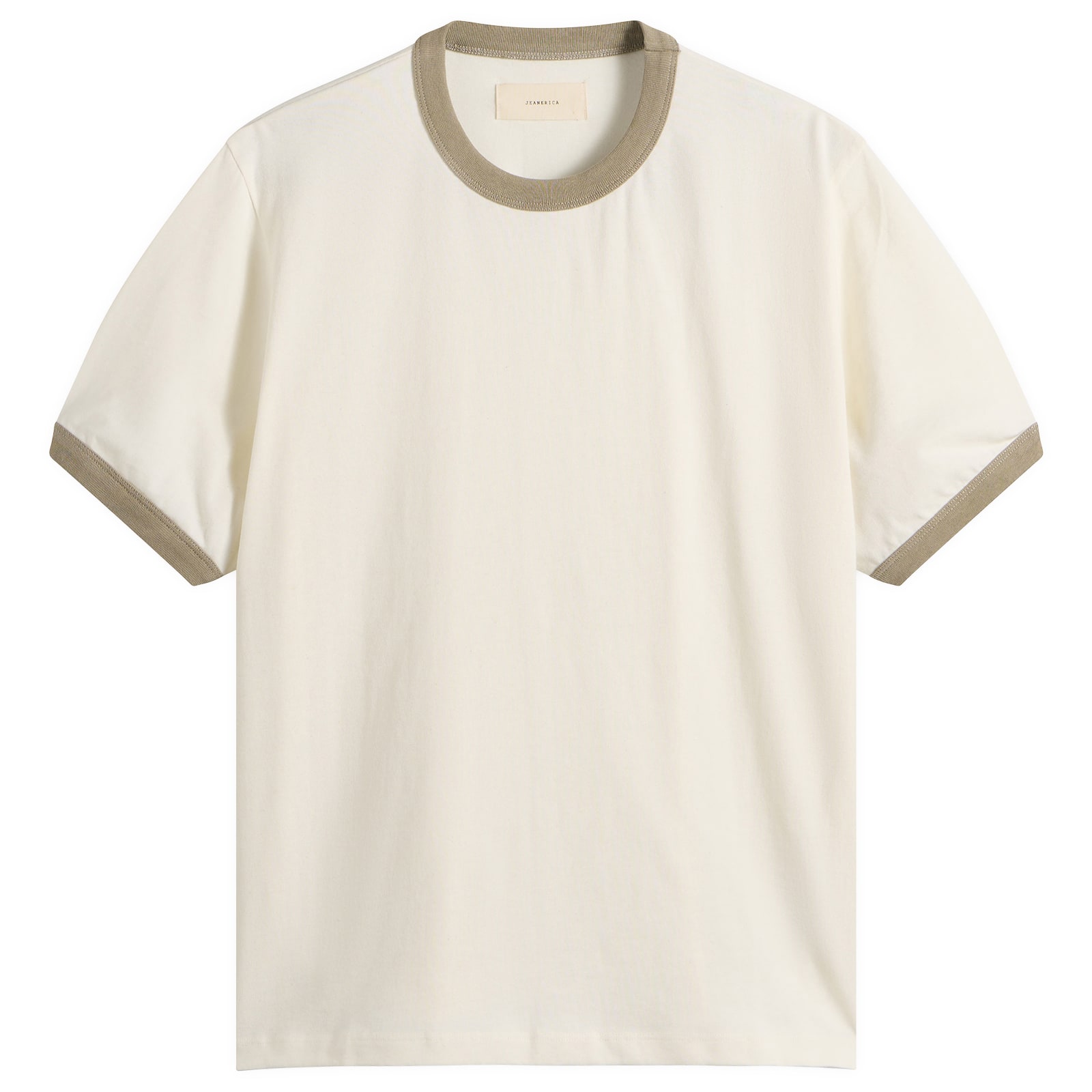 Jeanerica — Jeanerica Men's Ringer T-Shirt in Khaki Beige, Size Small