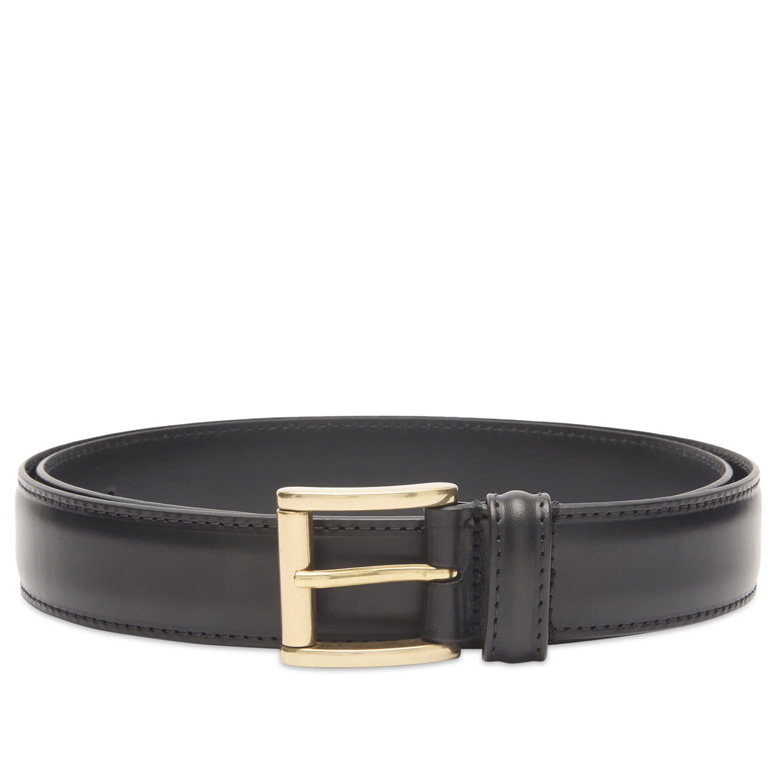 Andersons Narrow Stitch Trimmed Leather Belt Black