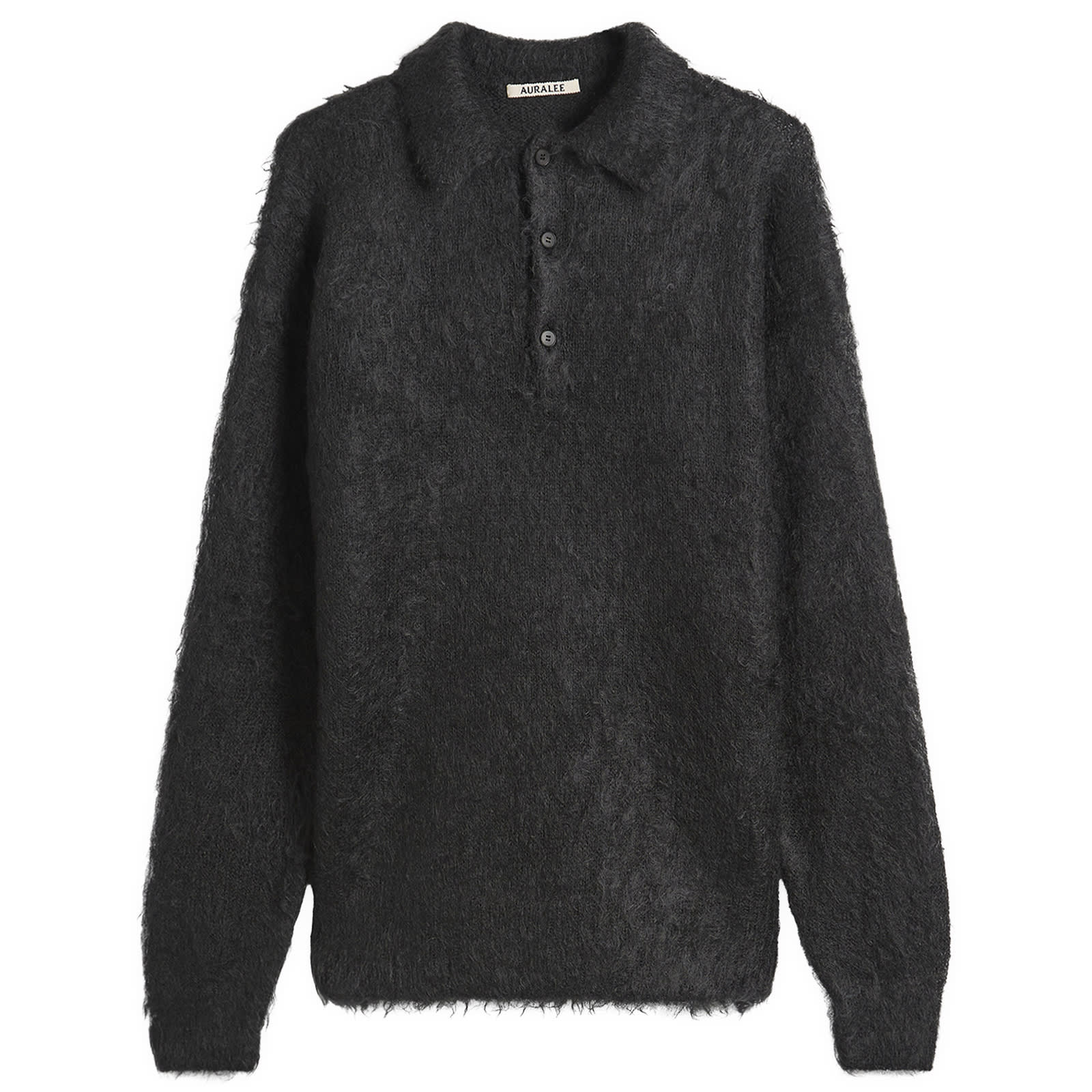 Auralee Men’s Super Kid Mohair Polo Ink Black