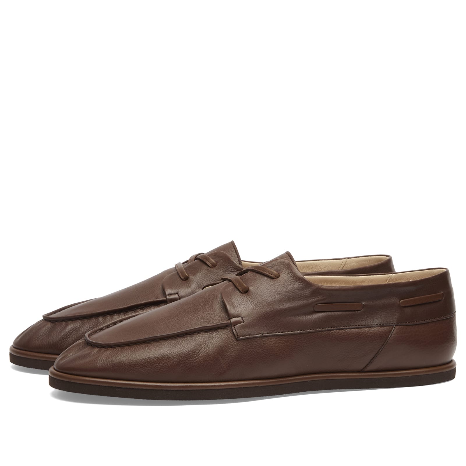 Auralee Men's Leather Deck Shoes Brown - Curated Menswear