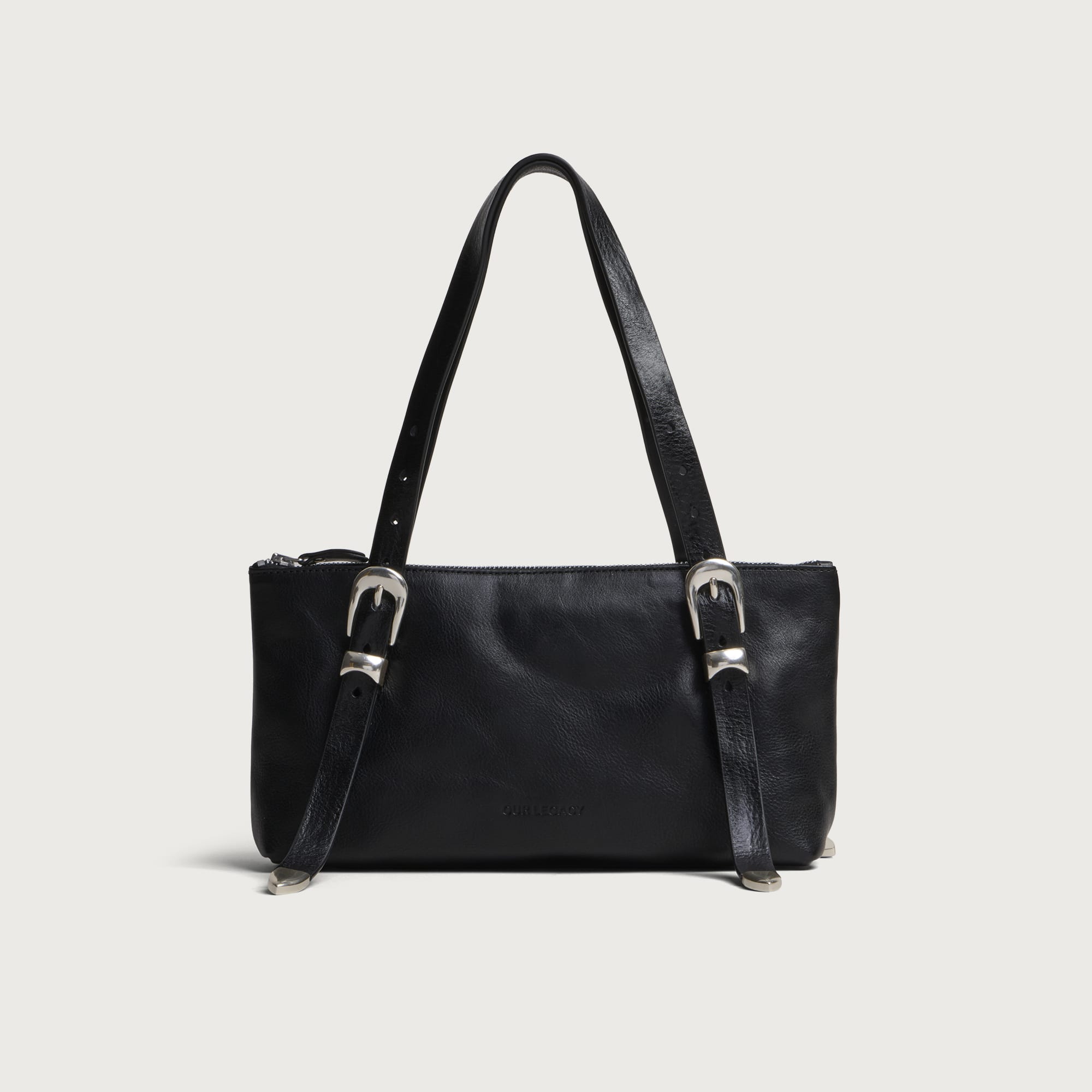 Our Legacy Women's 2 Cm Belt Shoulder Bag in Tire Black Forever Cowhide