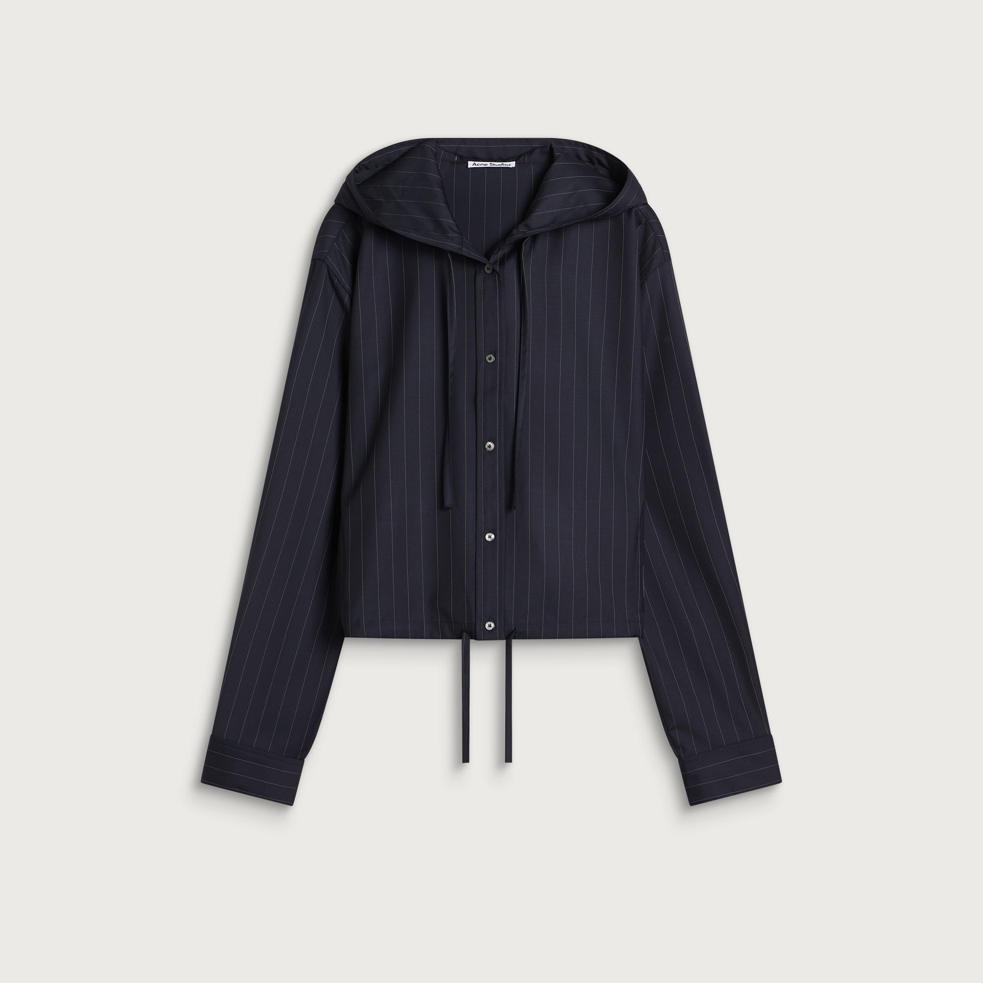 Acne Studios Women's Sip Wool Pinstripe Shirt Navy Blue