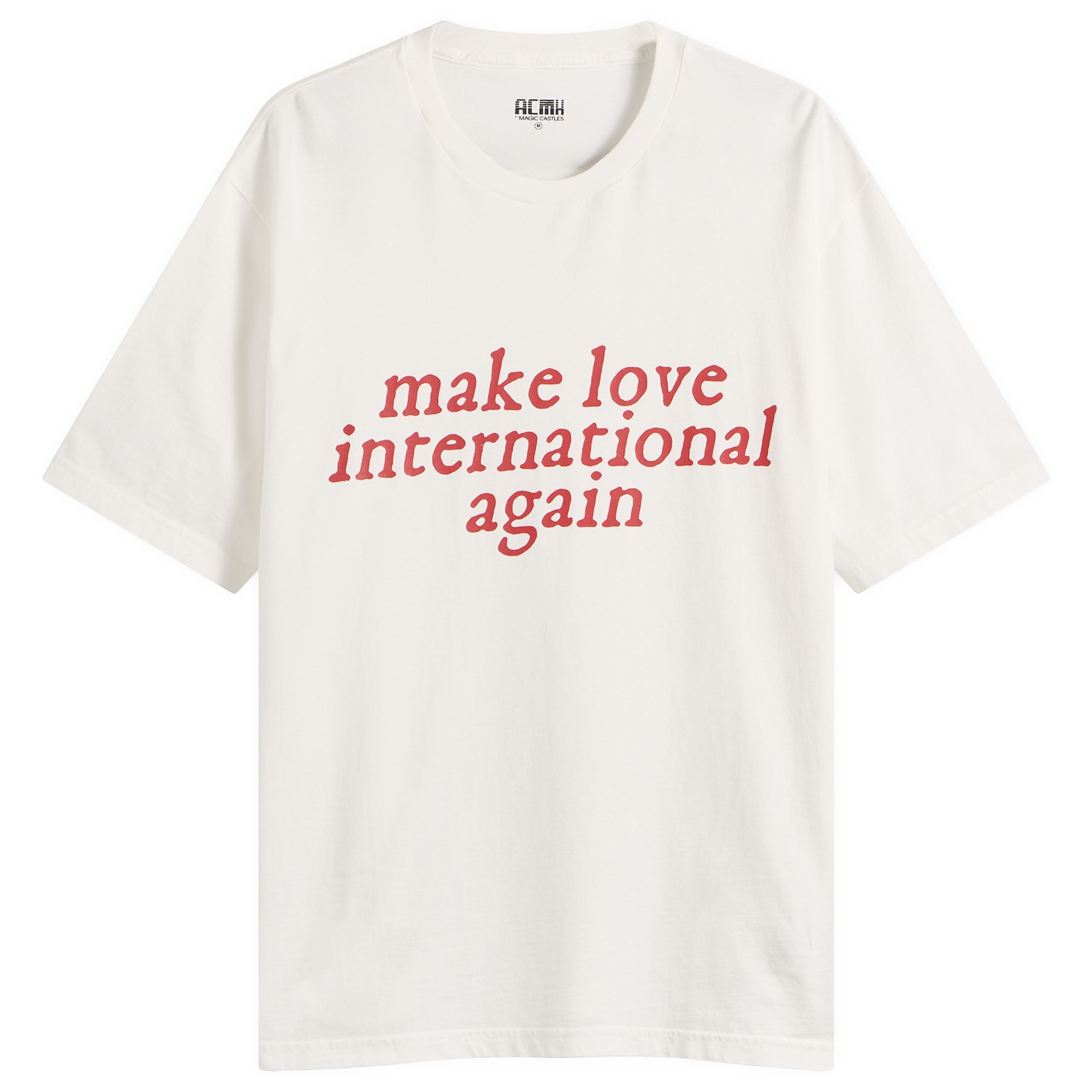 ACMH by Magic Castles — ACMH by Magic Castles Men's x Love International MLIA T-Shirt in White/Red, Size Small