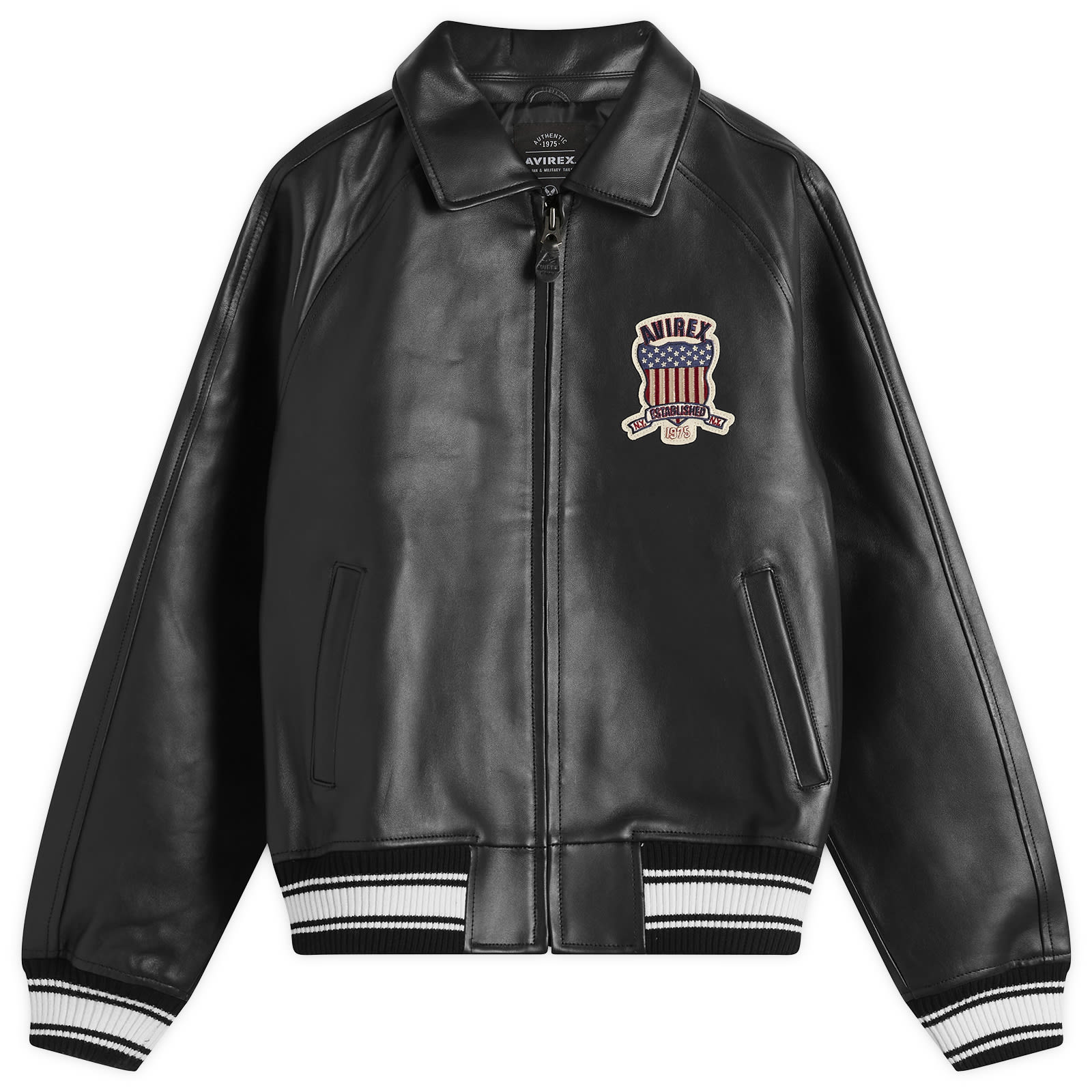 Avirex Men’s Icon Leather Jacket Jet Black