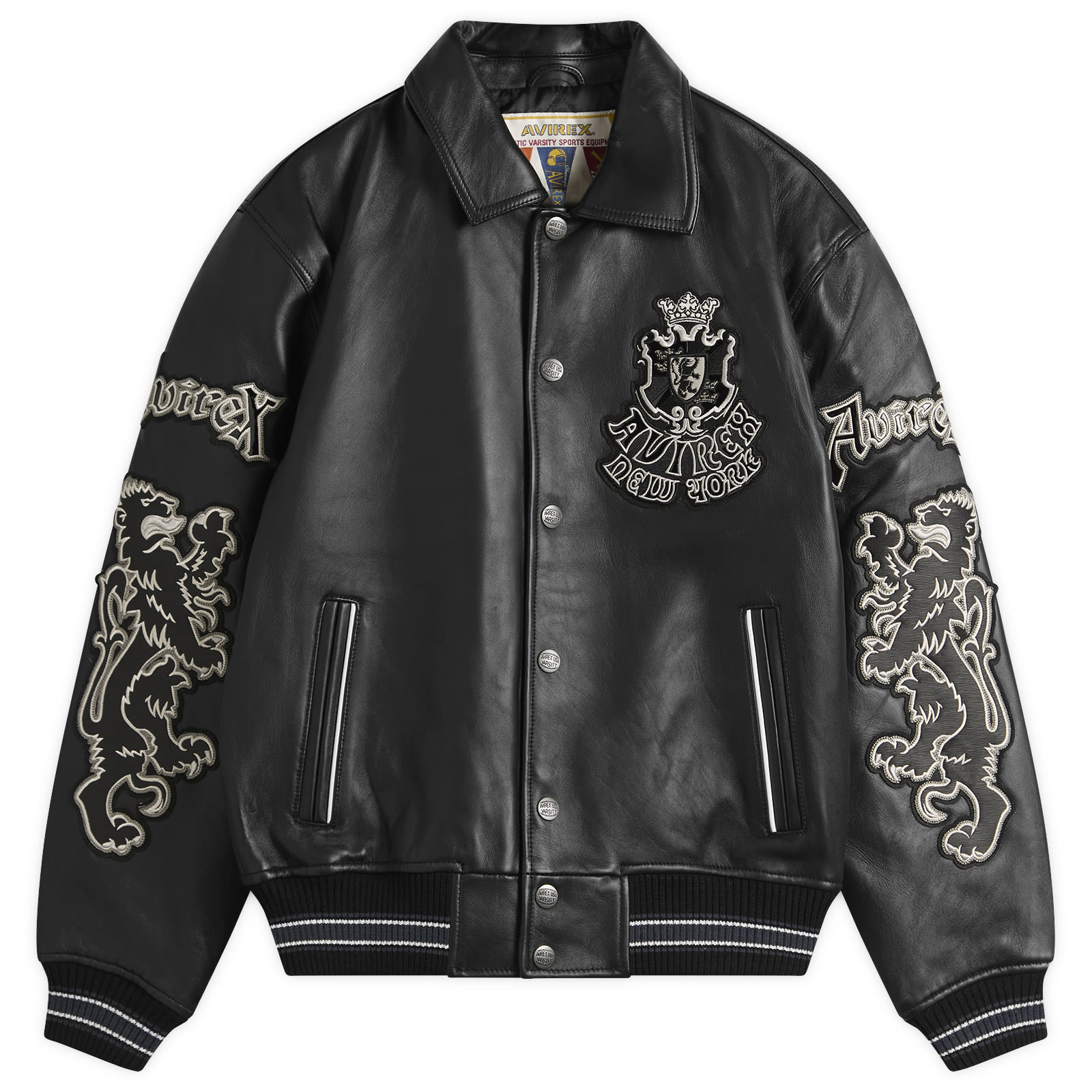 Avirex Men’s Goth Varsity Leather Jacket Black