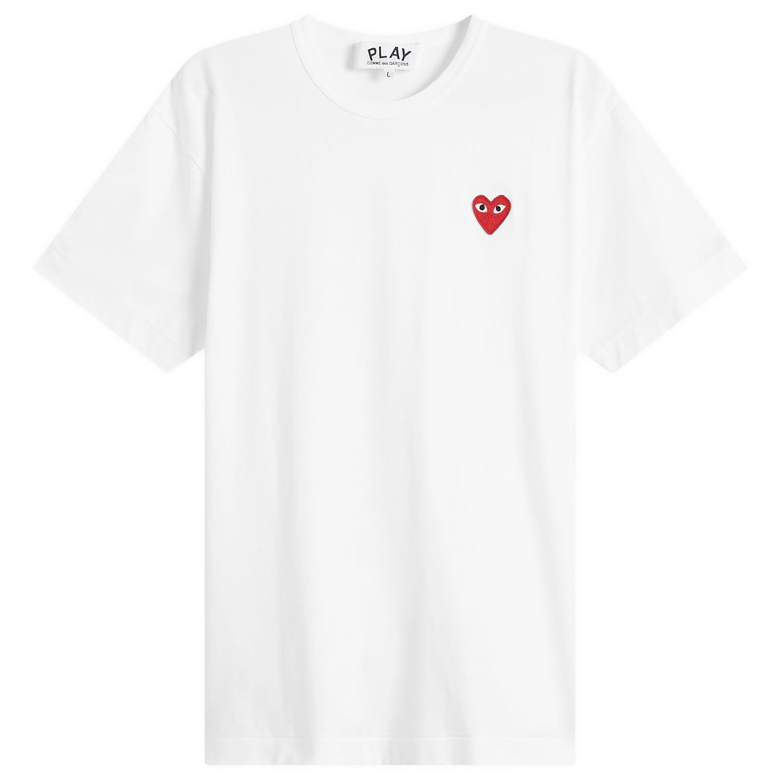 Comme des Garçons Play Men's Basic Logo T-Shirt in White/Red, Size Large 