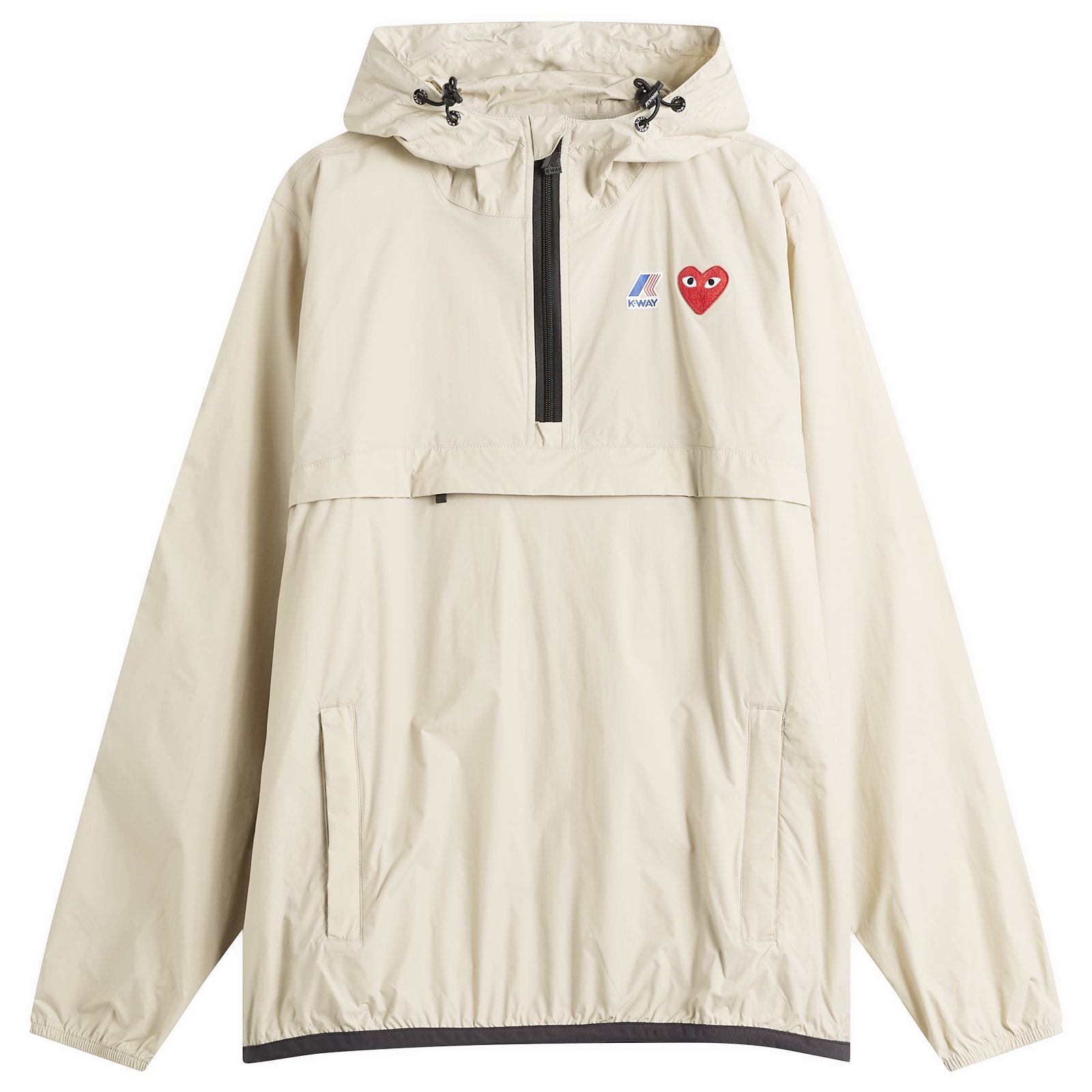 Comme des Garçons Play Men's x K-Way Half Zip Packable Jacket in Beige, Size X-Small