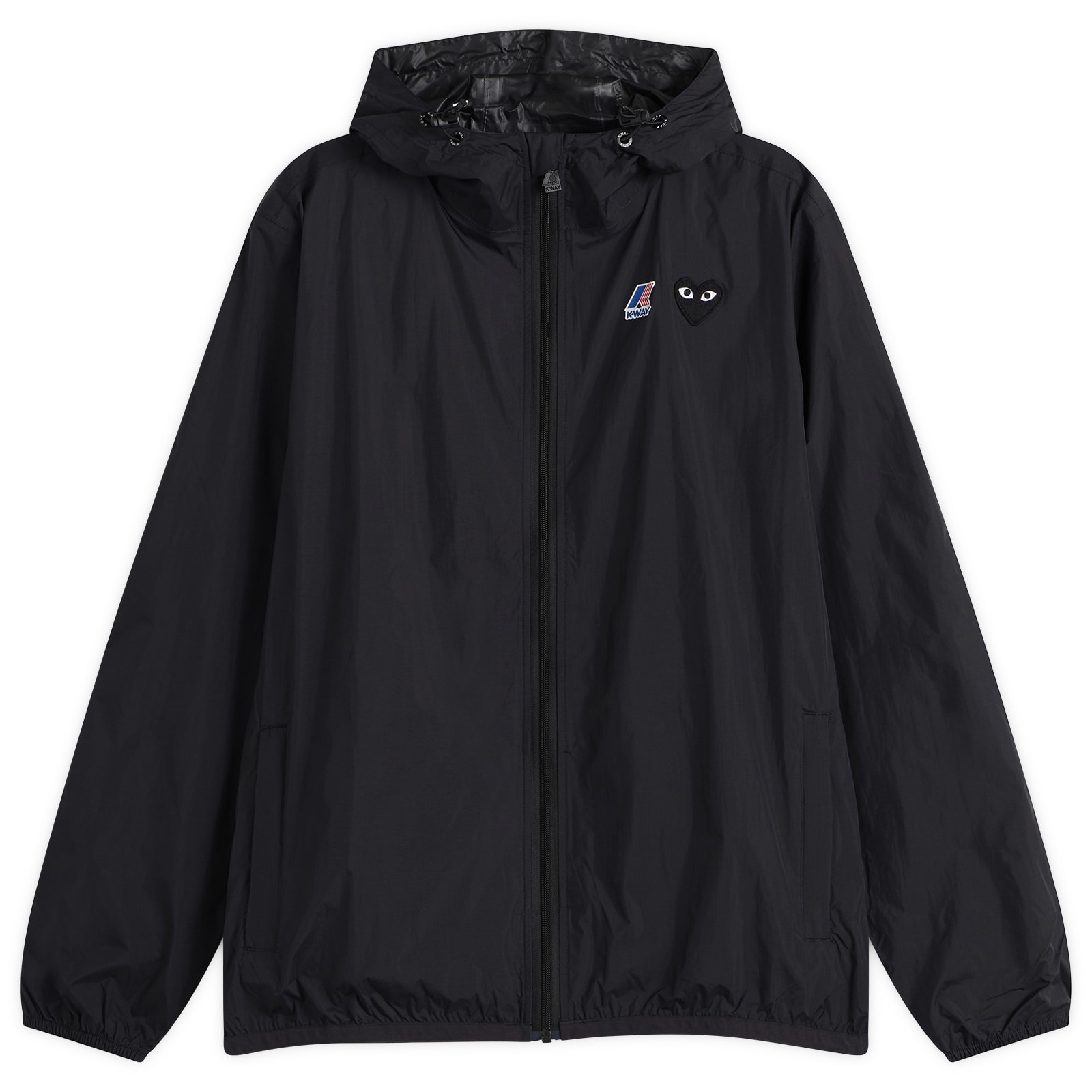 Comme des Garçons Play Men's x K-Way Full Zip Packable Jacket in Black, Size X-Small