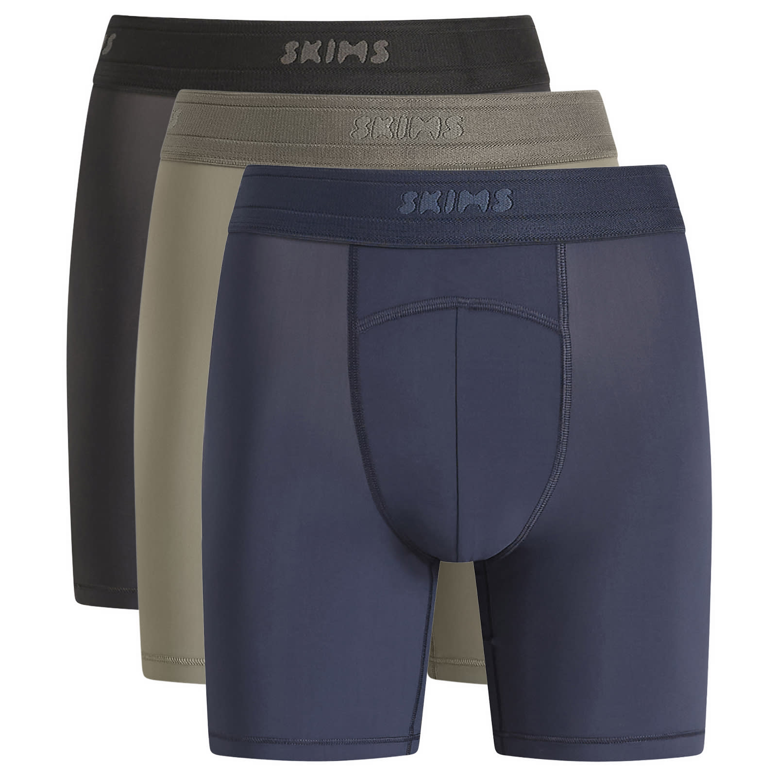 SKIMS Men’s Sport Boxer Brief 5″ – 3-Pack Navy Gunmetal Multi