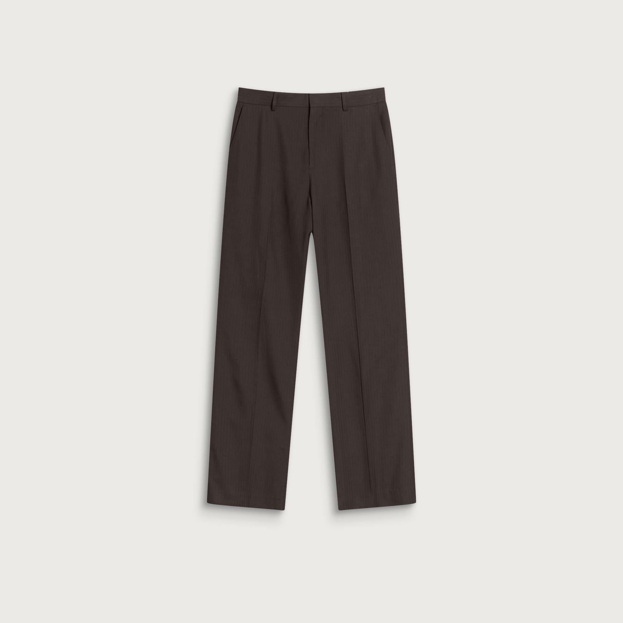 Acne Studios Men's Palvin Fluid Herringbone Viscose Trousers Chocolate Brown