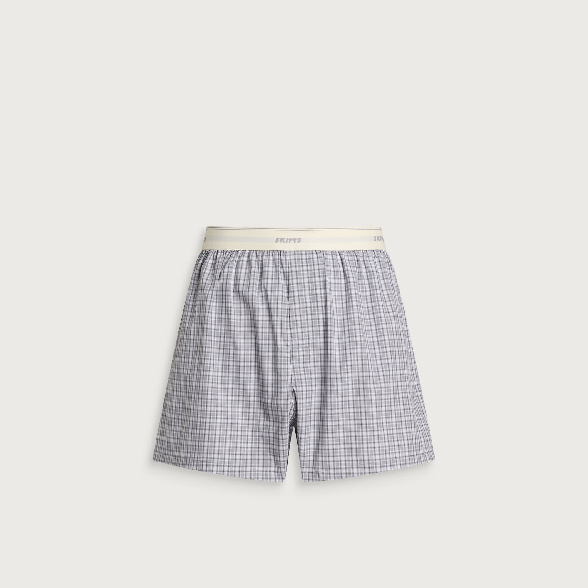 SKIMS Men's Cotton Poplin Sleep Boxer in Full Moon Check, Size X-Small