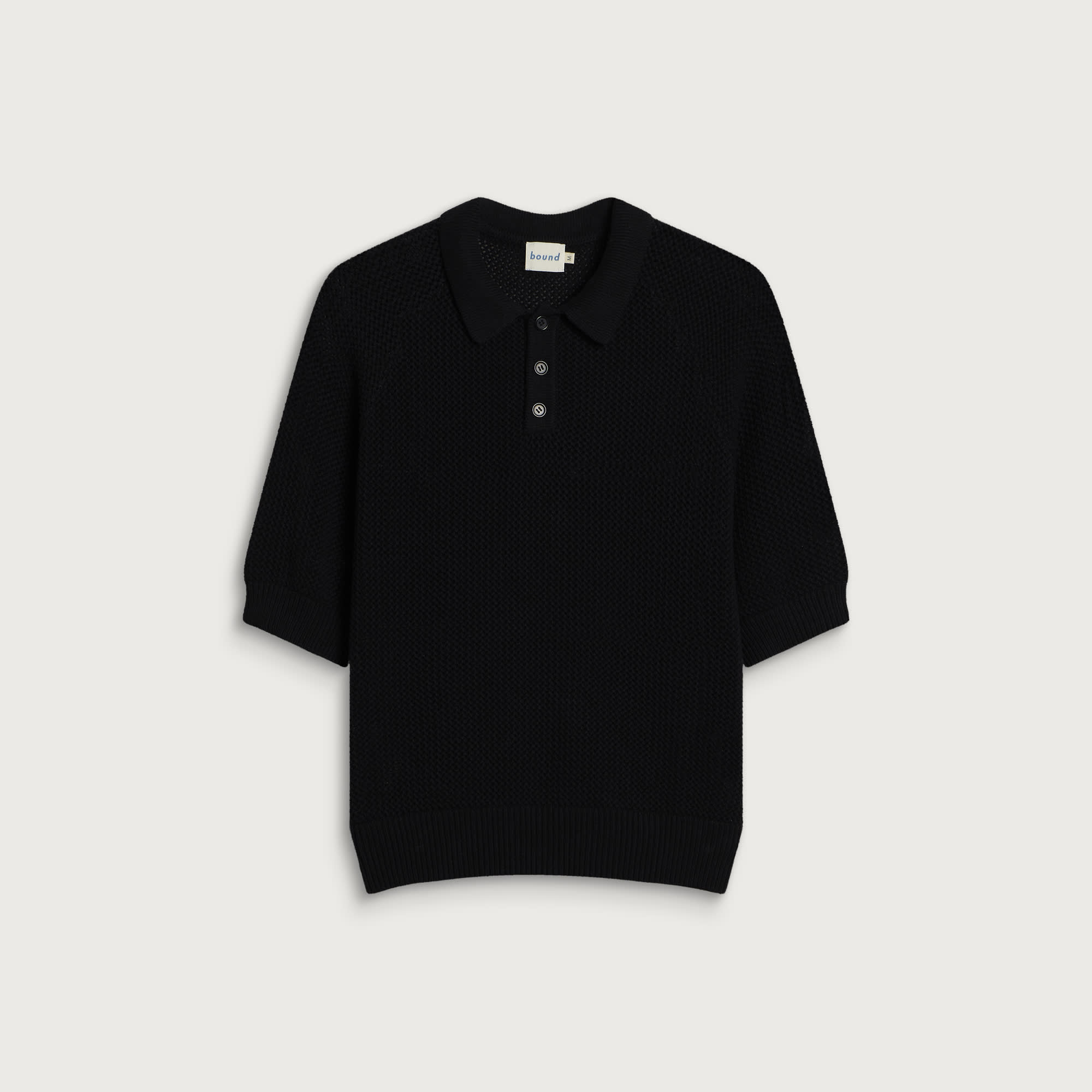 Bound Men’s Crochet Knit Polo Black