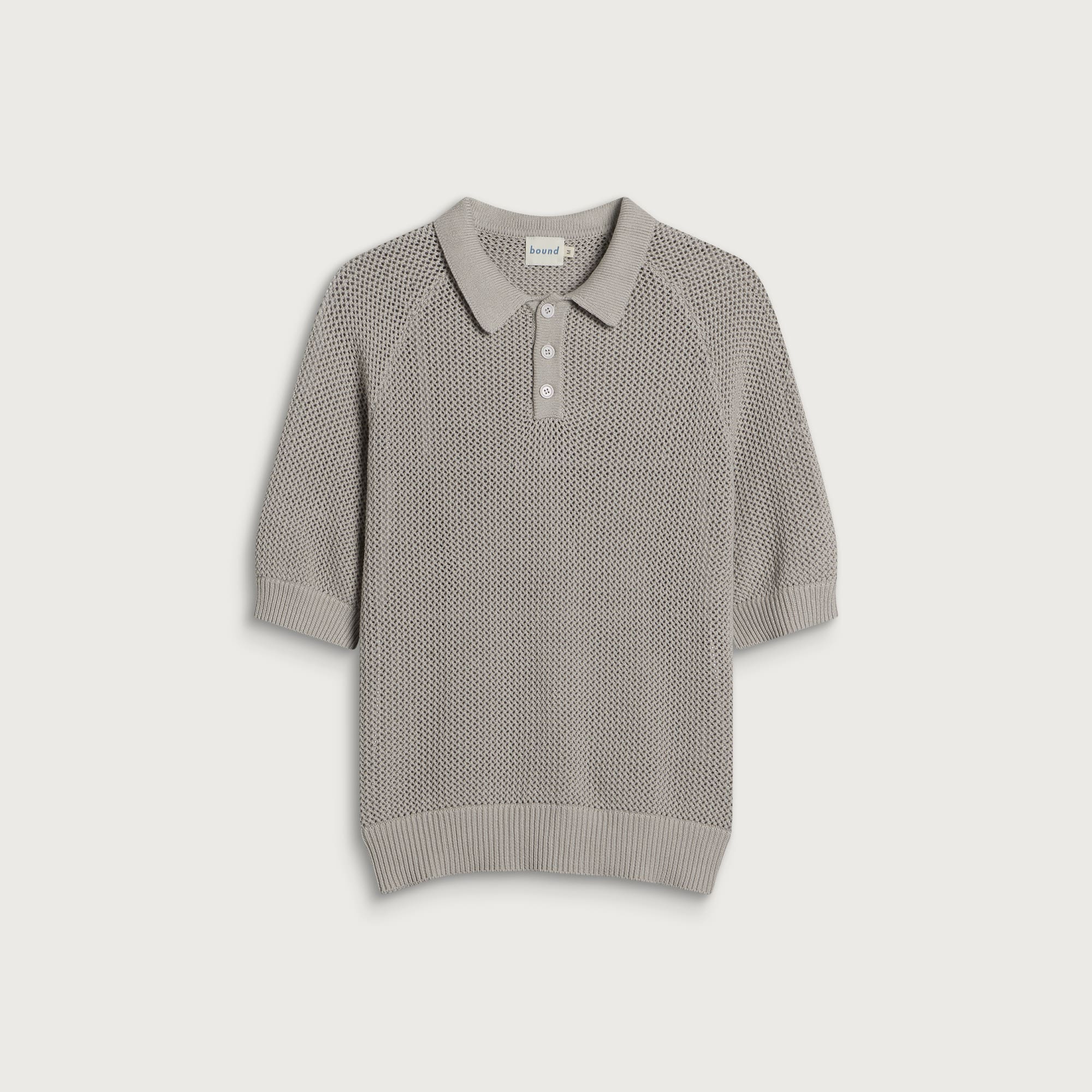Bound Men’s Crochect Knit Polo Stone