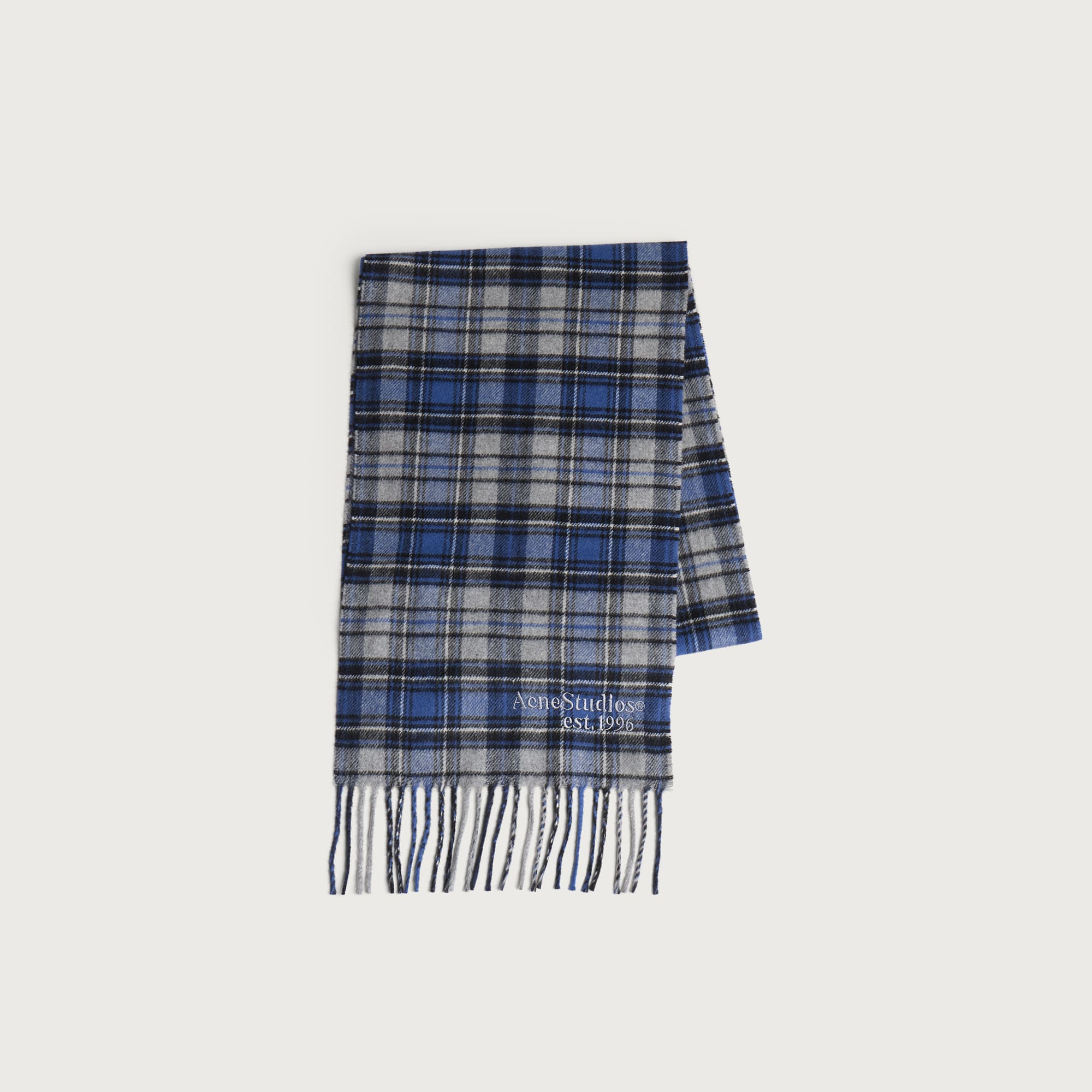 Acne Studios Men's Canada Cashmere Check Scarf Blue/Grey