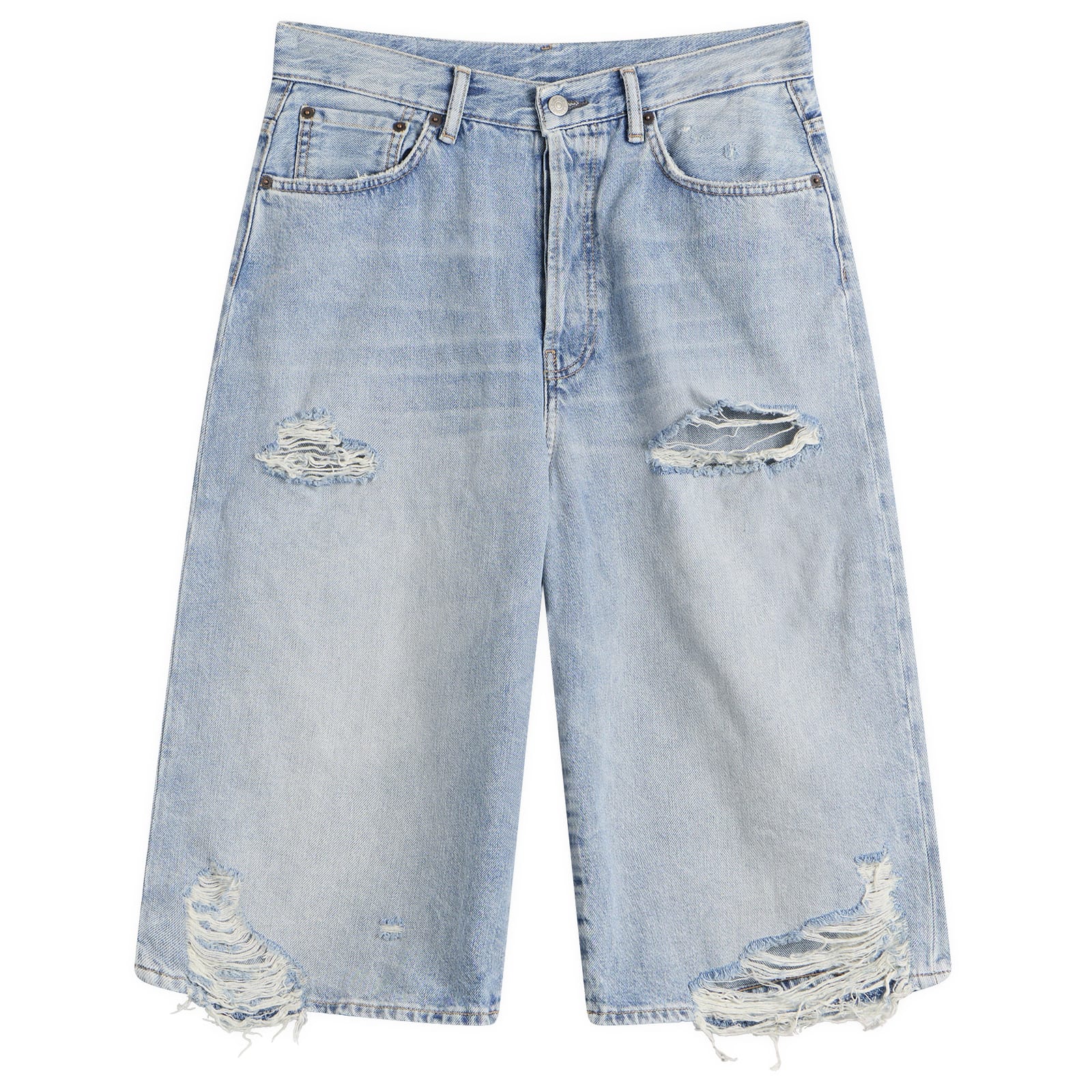 Acne Studios Men's Judda Ripped Denim Shorts Light Blue