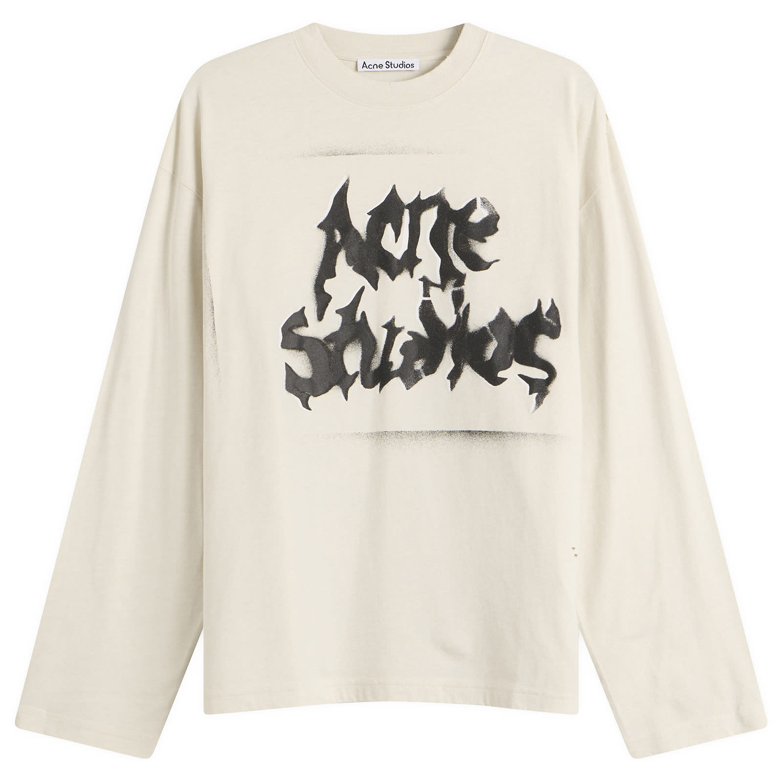 Acne Studios Men's Exford Long Sleeve Goth Logo T-Shirt Dusty White