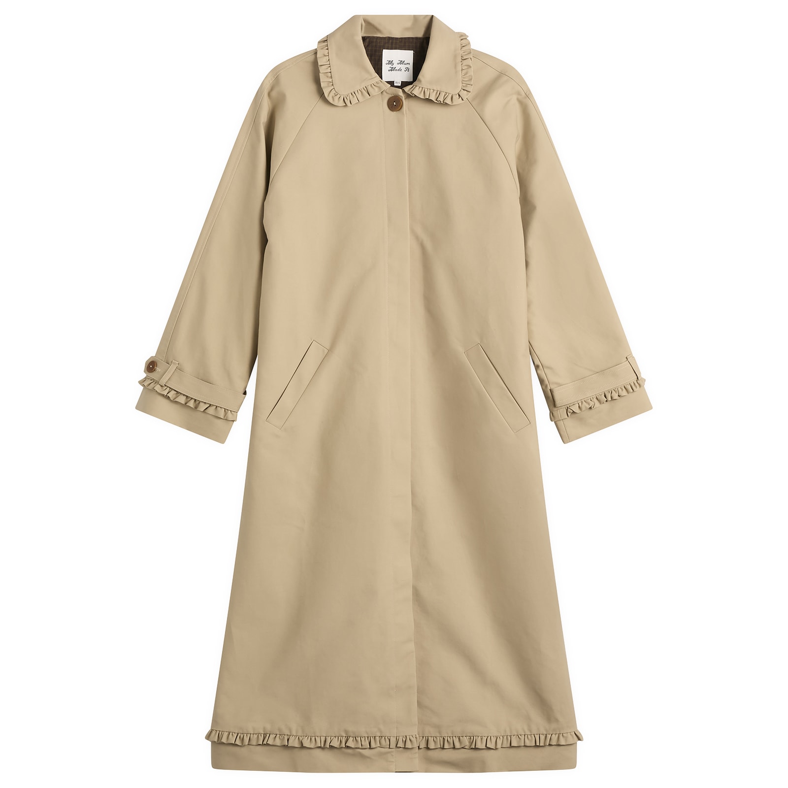 My Mum Made It Women's Tailored Gather Trench Coat in Fawn, Size Medium