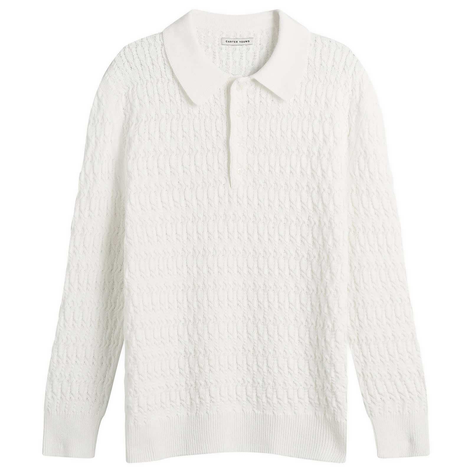 Carter Young Men’s Cable Polo Sweater Cream