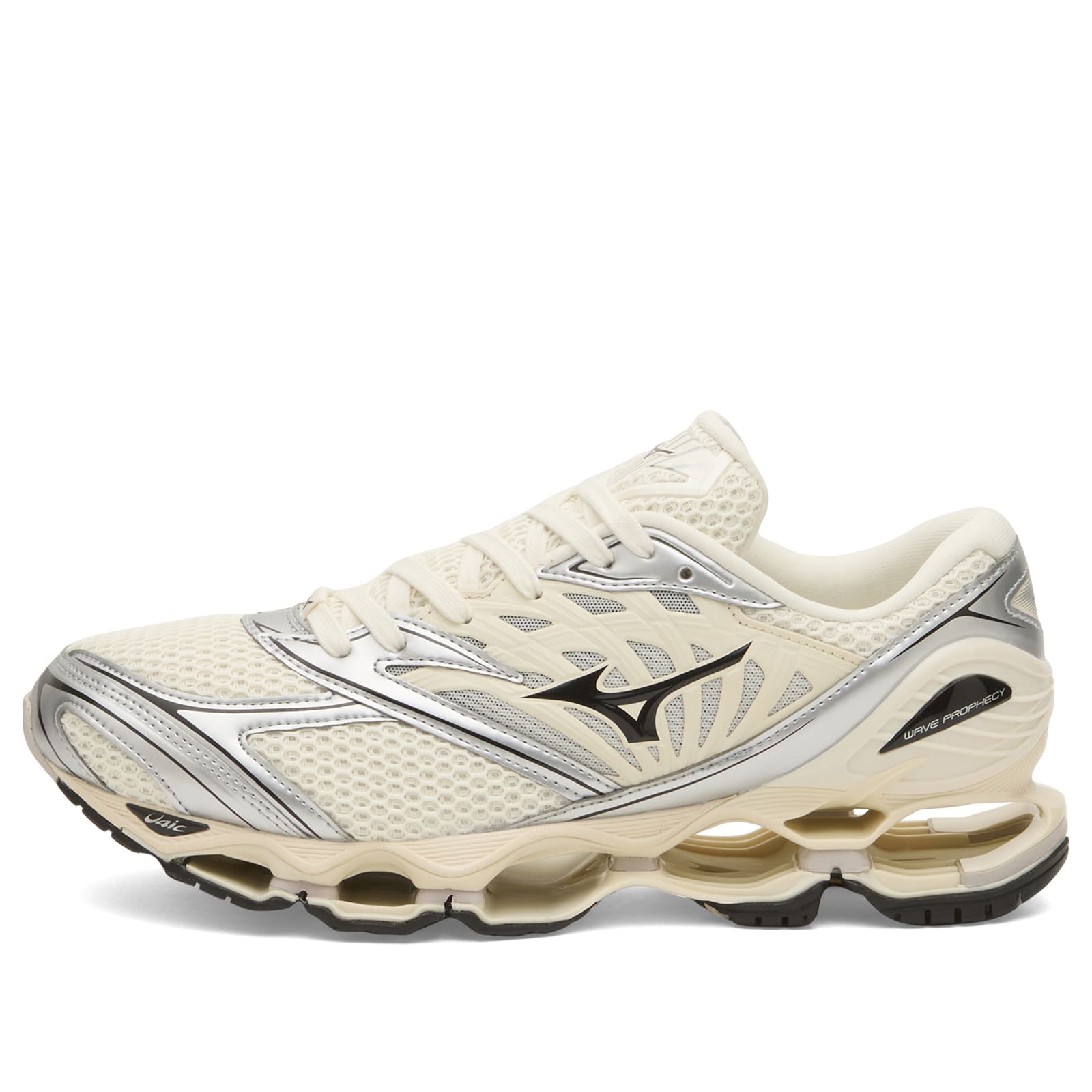 Mizuno Unisex Pristine/Black/Silver Wave Prophecy Ls