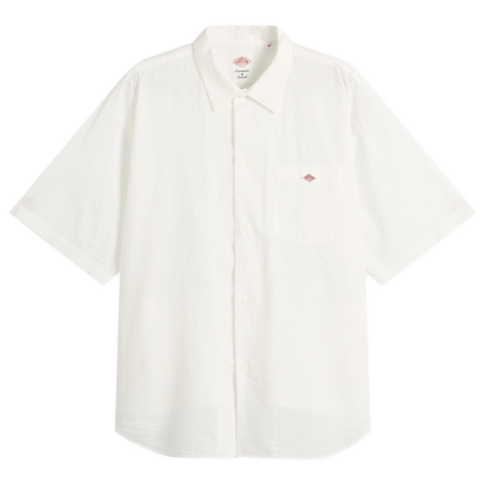 Danton Men’s Seersucker Short Sleeve Shirt Off-White