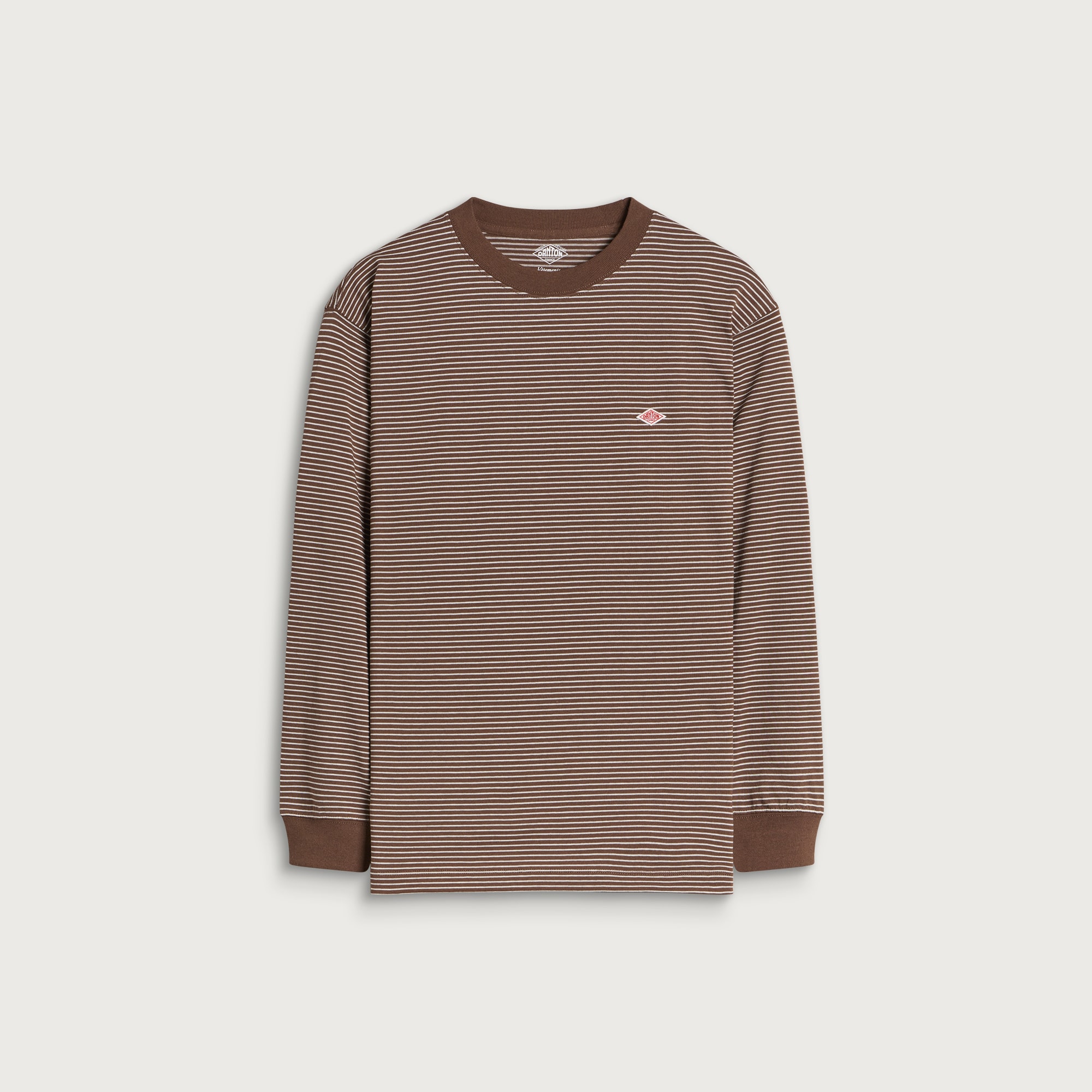 Danton Men's Long Sleeve Stripe T-Shirt Deep Brown/Ecru Stripe