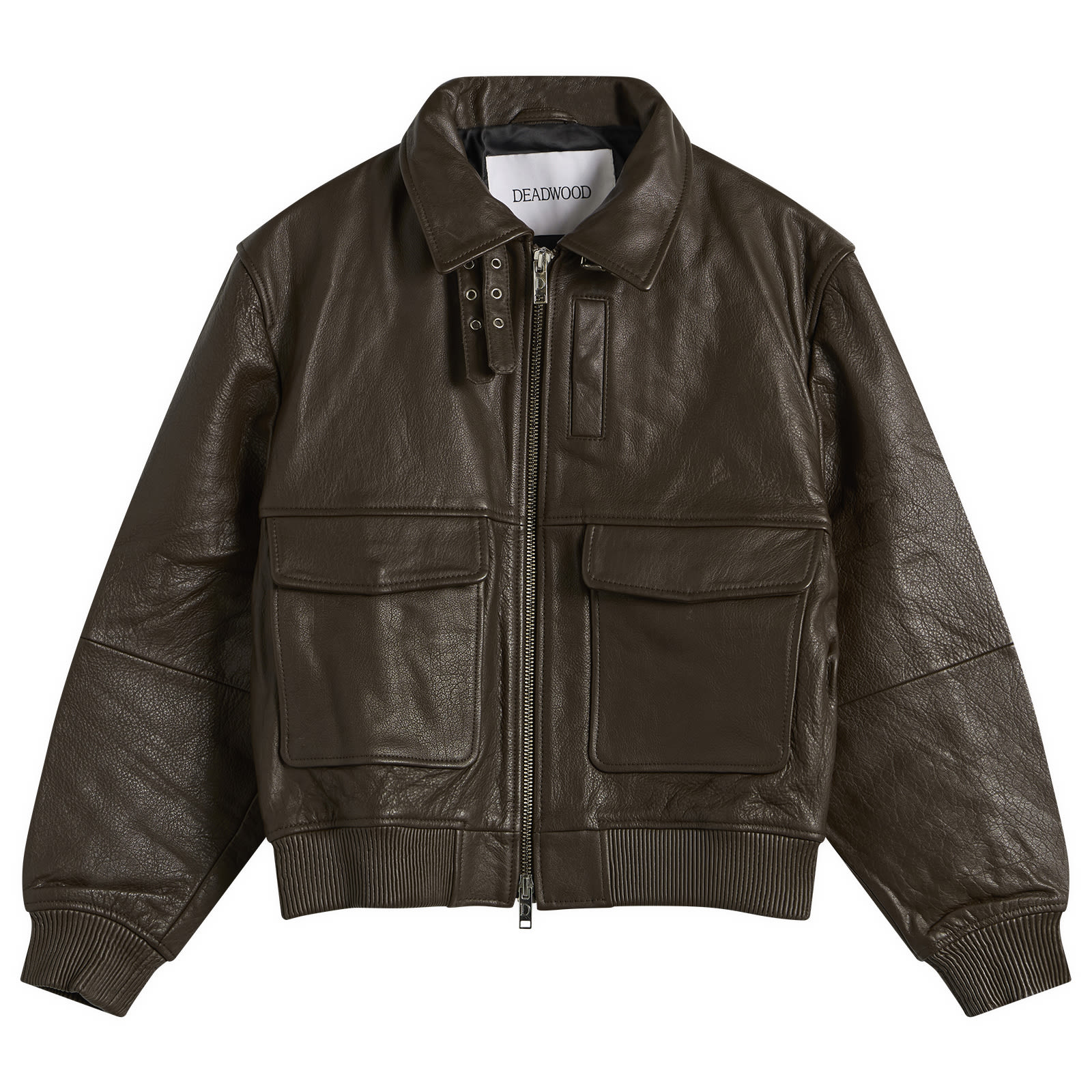 Deadwood — Deadwood Men's Wingman Leather Bomber Jacket in Brown, Size X-Large